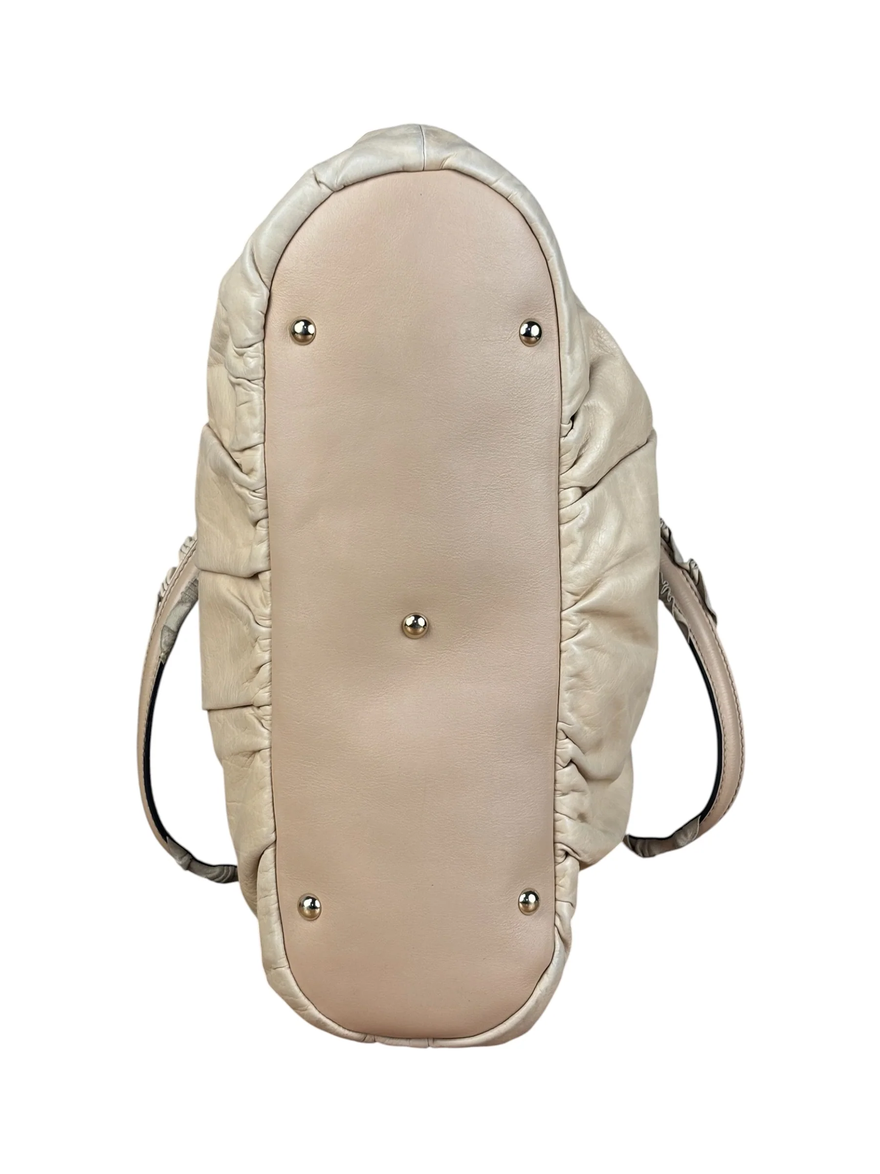 Gucci Vintage Beige Leather Ruched Handle Tote - Image 7