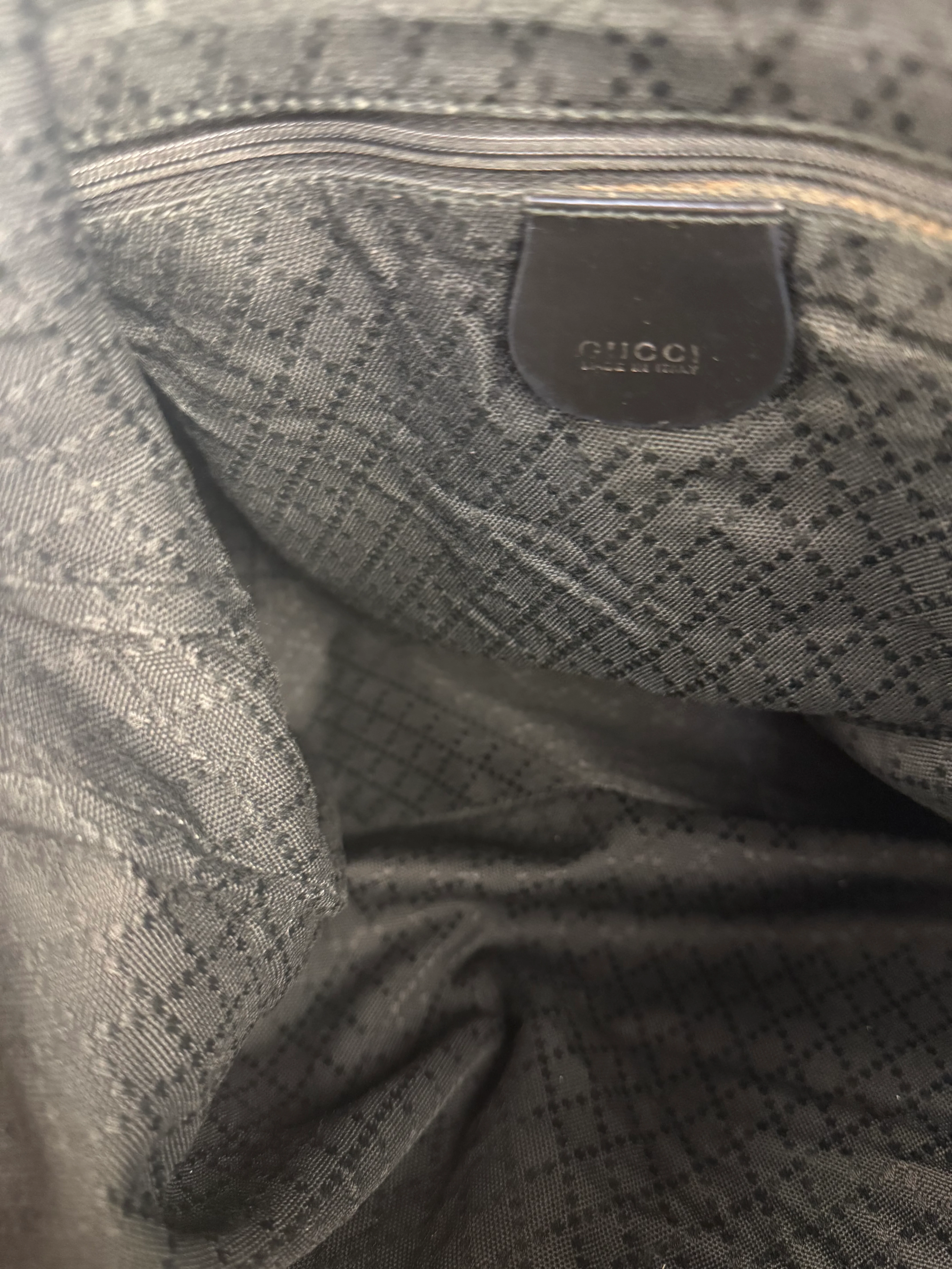 Gucci Vintage Black Canvas Bamboo Handle Bag - Image 13