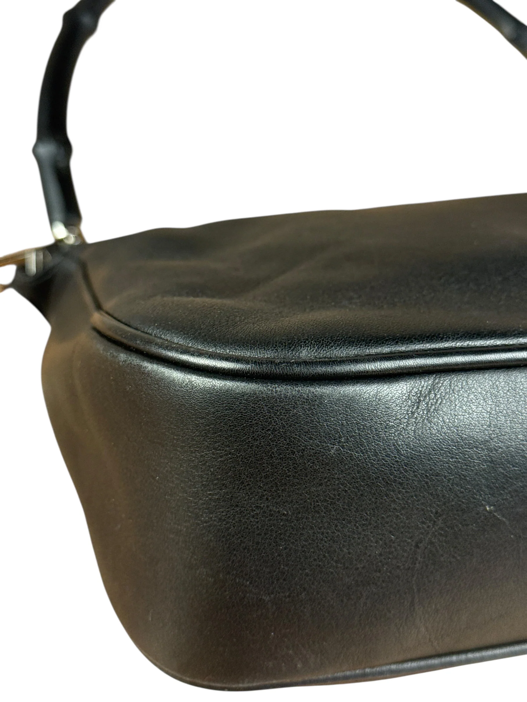 Gucci Vintage Black Leather Bamboo Shoulder Bag - Image 18