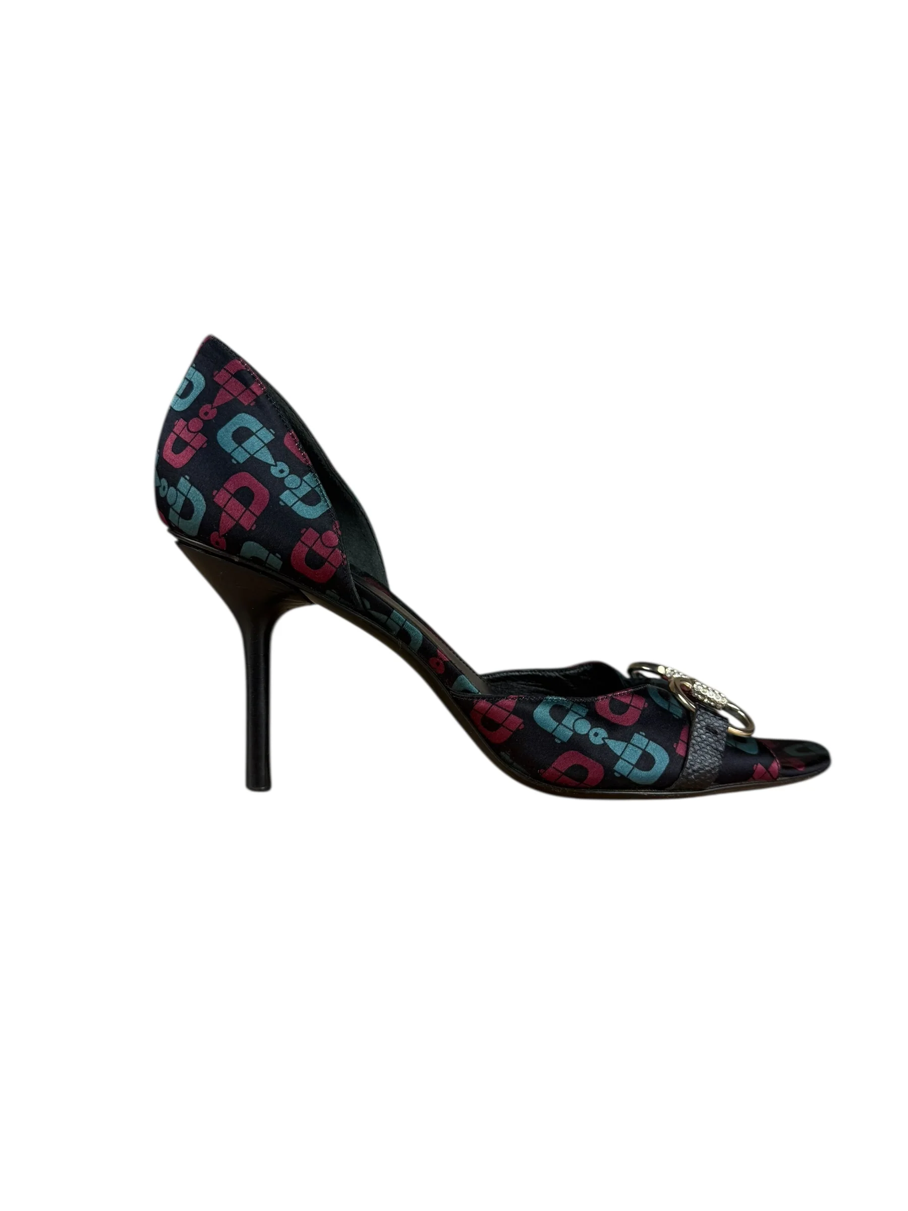 Gucci Vintage Horsebit Open Toe Pumps - Image 3