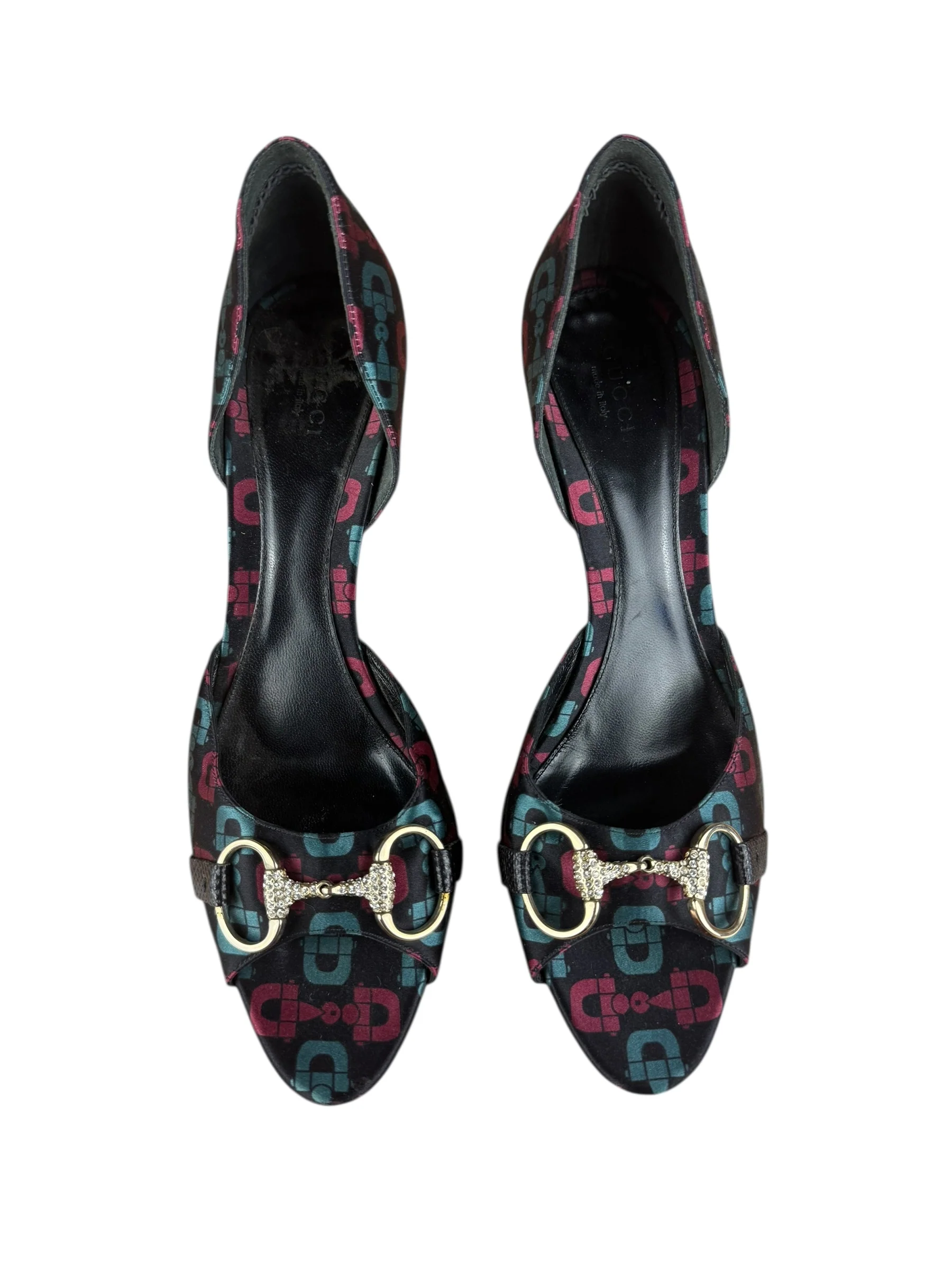 Gucci Vintage Horsebit Open Toe Pumps - Image 6
