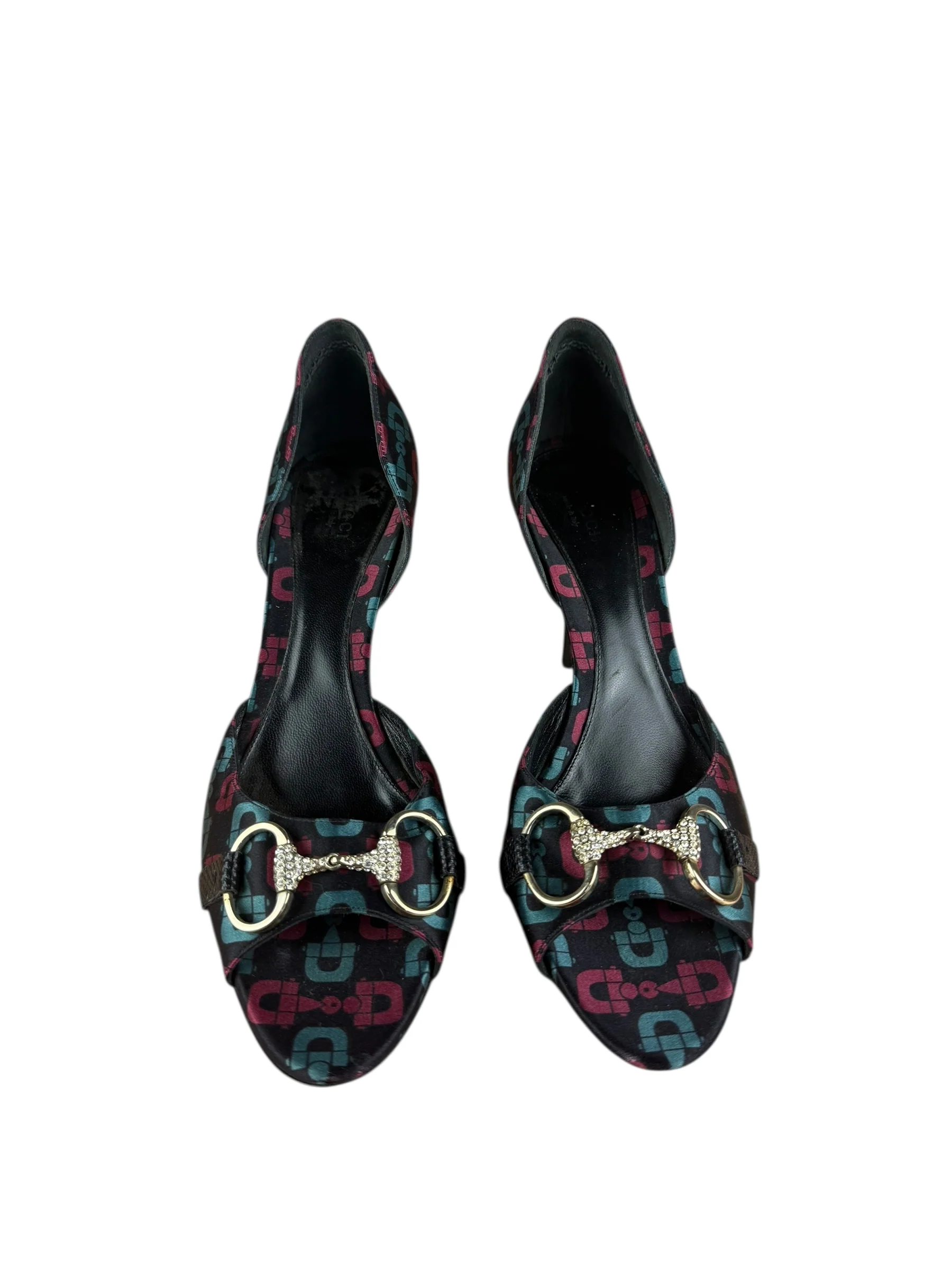 Gucci Vintage Horsebit Open Toe Pumps - Image 8