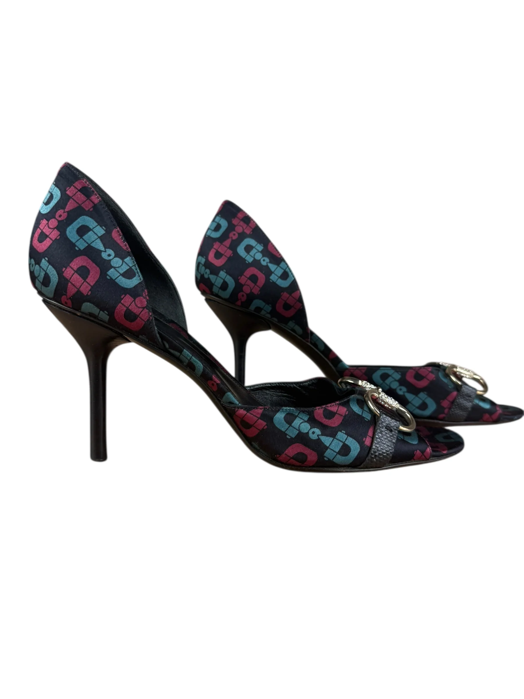Gucci Vintage Horsebit Open Toe Pumps - Image 9