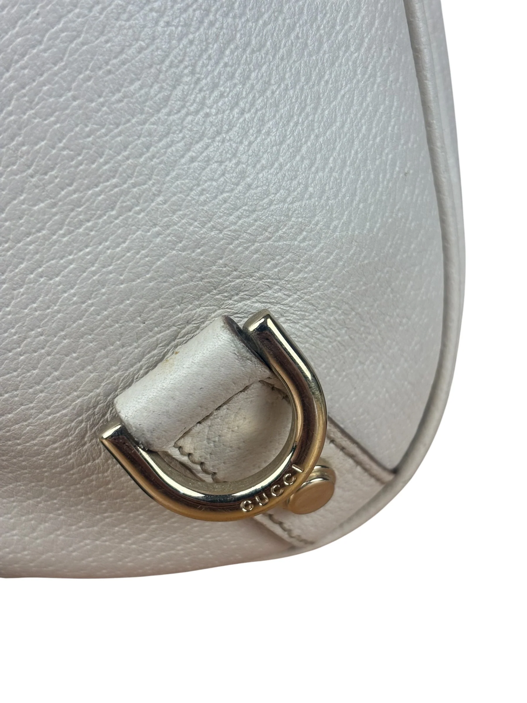 Gucci Vintage Ivory Leather D-Ring Shoulder Bag - Image 10