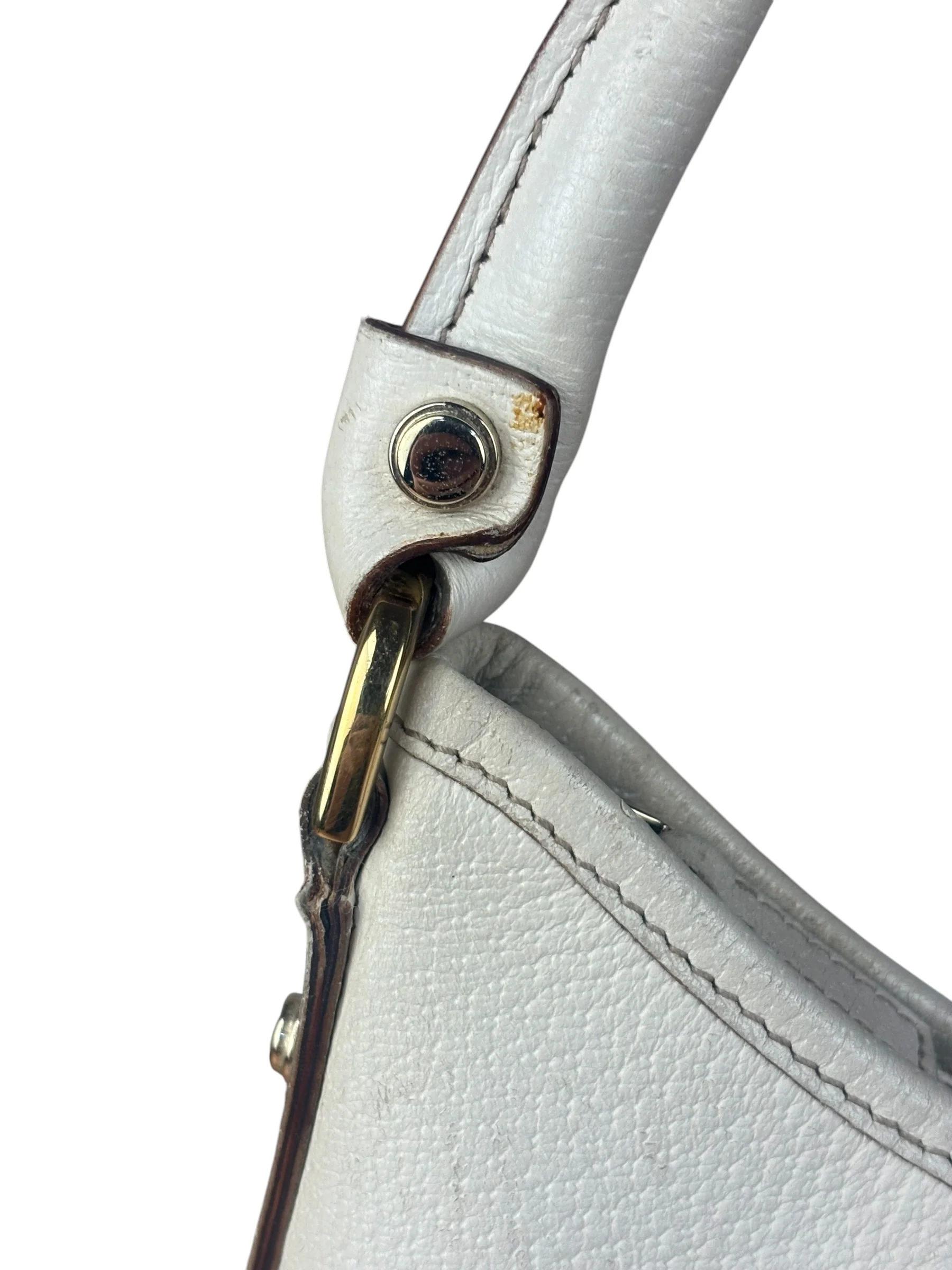 Gucci Vintage Ivory Leather D-Ring Shoulder Bag - Image 12