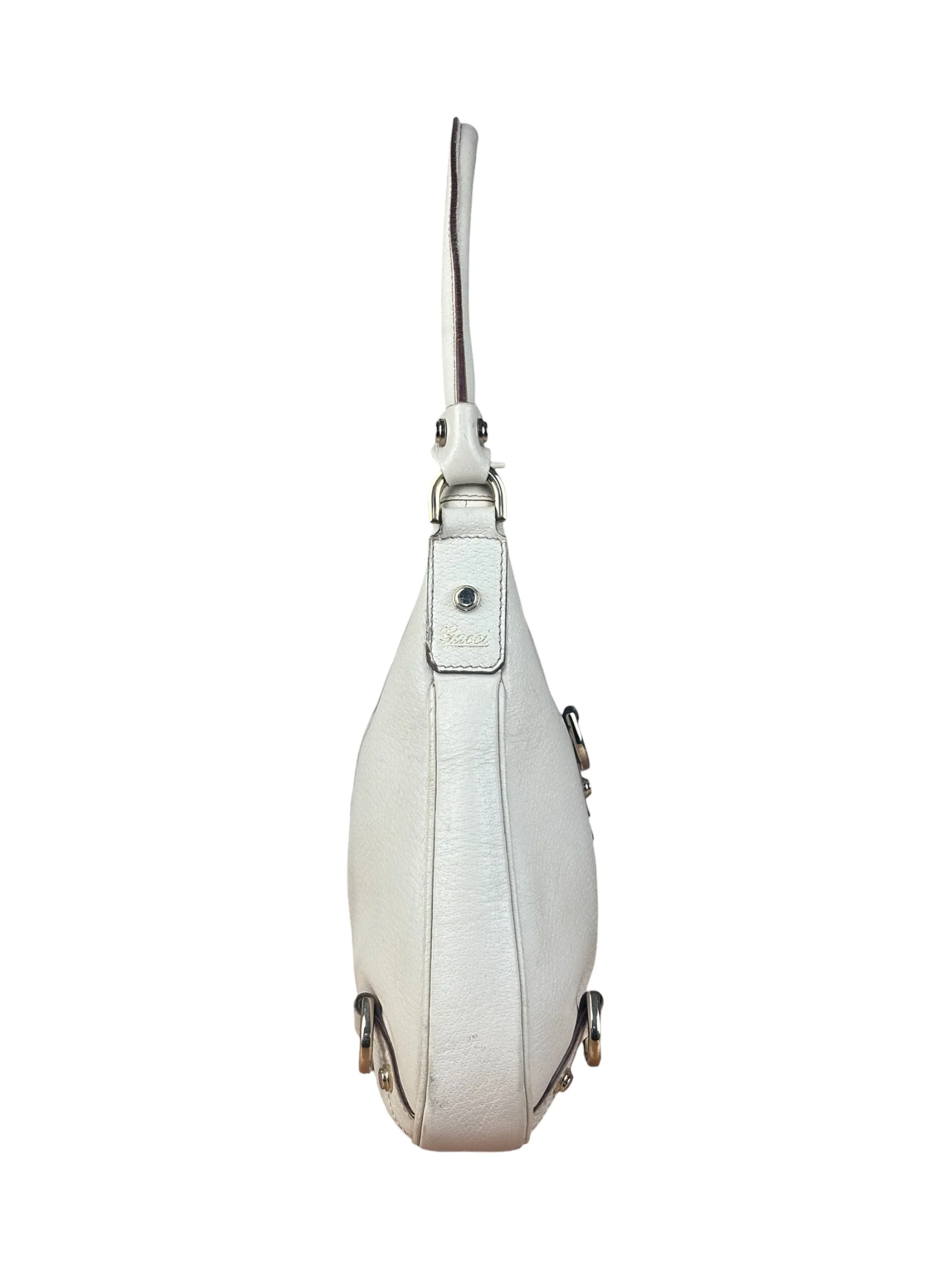 Gucci Vintage Ivory Leather D-Ring Shoulder Bag - Image 3