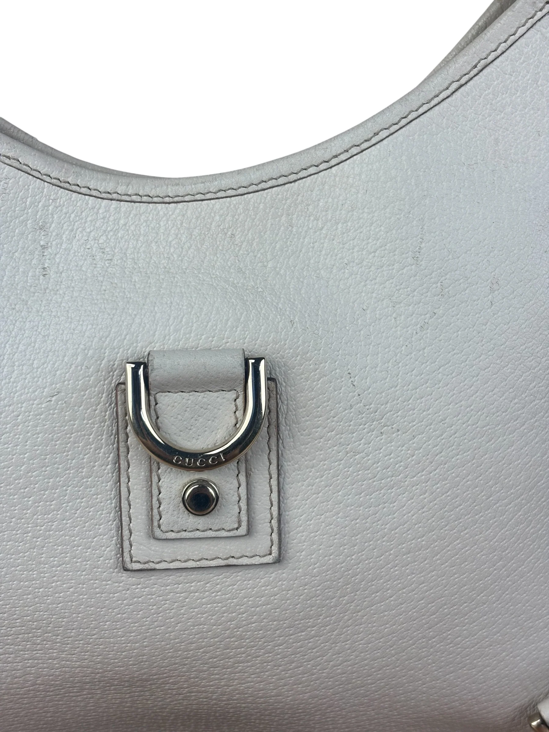 Gucci Vintage Ivory Leather D-Ring Shoulder Bag - Image 9