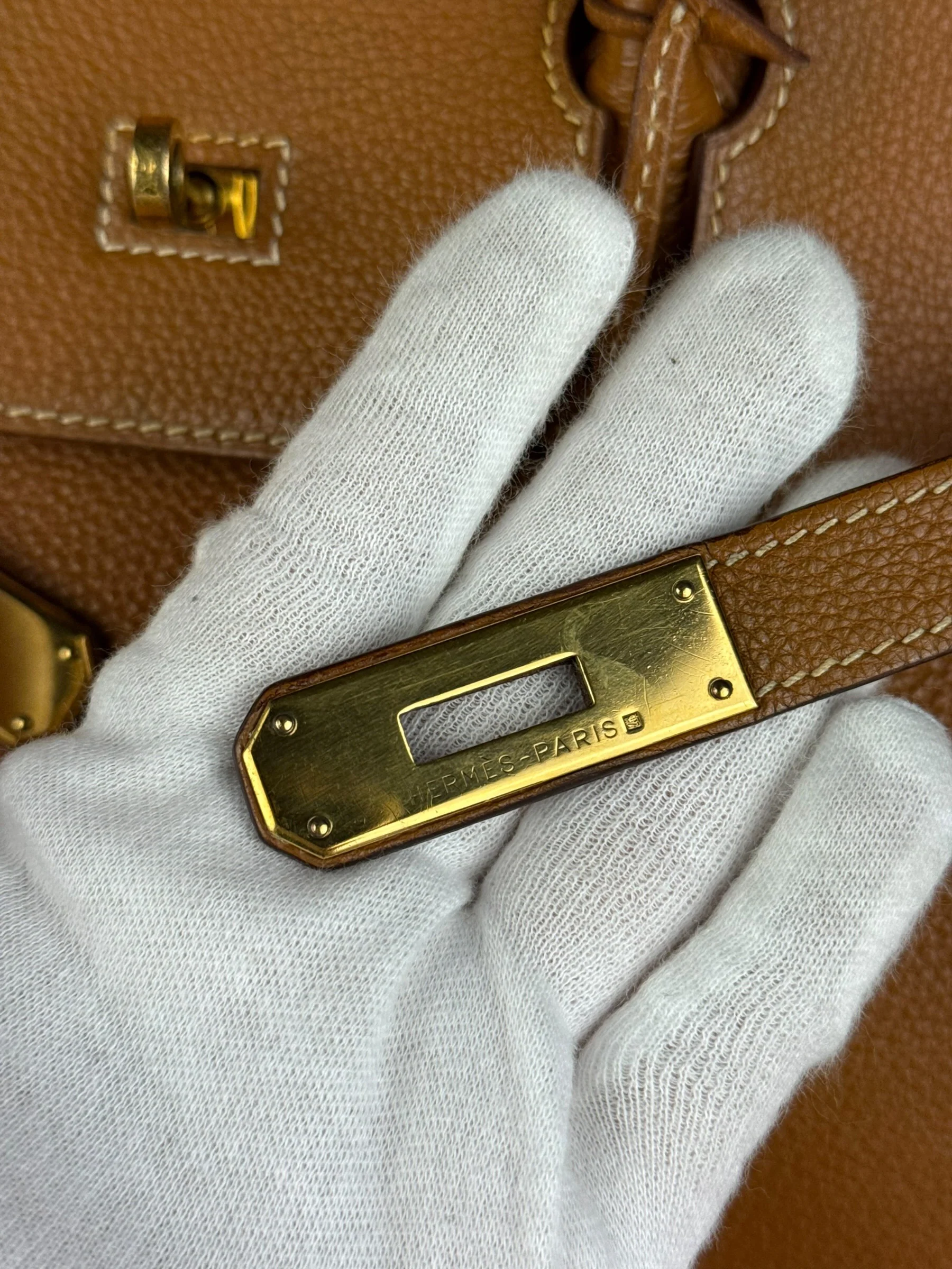 Hermes Birkin 35 Gold Brown Togo Leather Handbag 2001 - Image 25