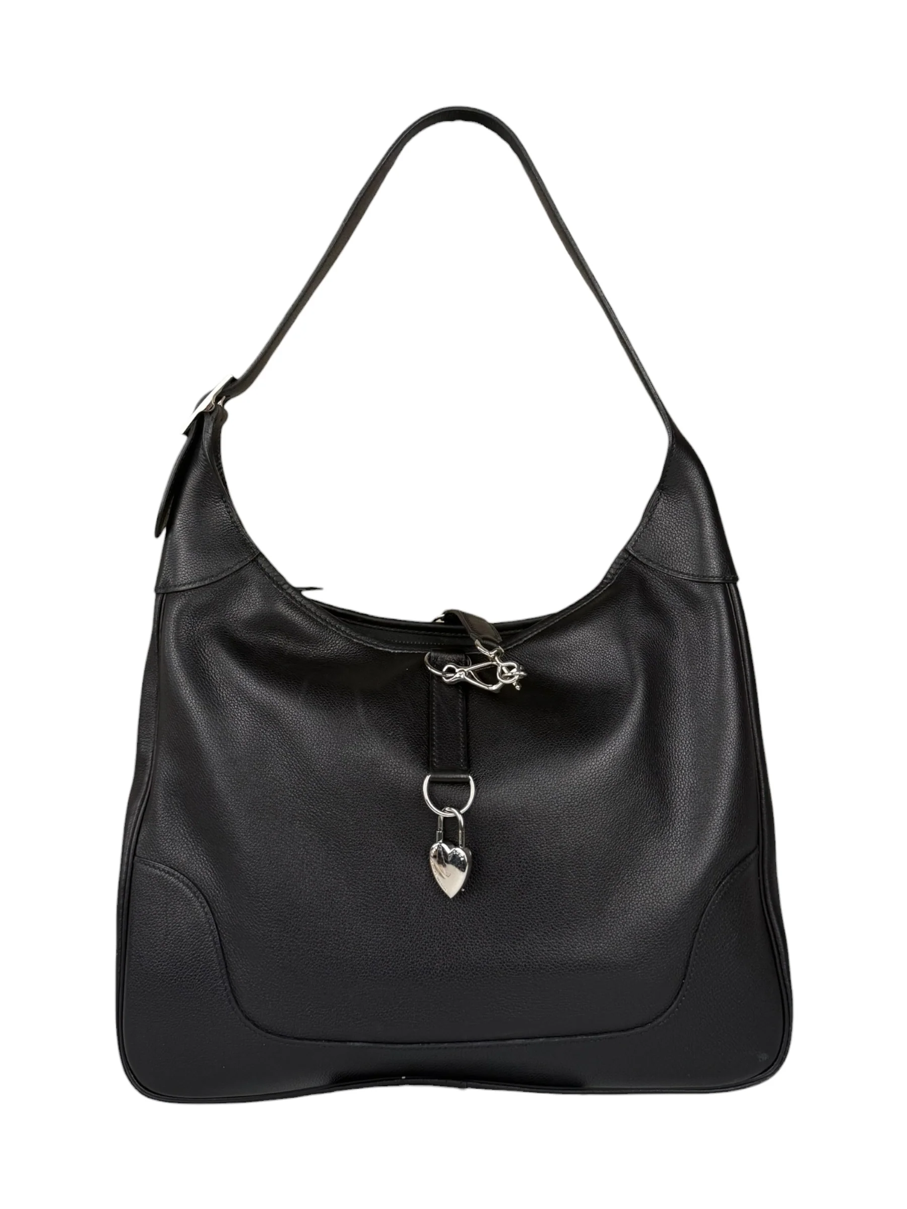 Hermes Black Clemence Leather Trim II Shoulder Bag 2006