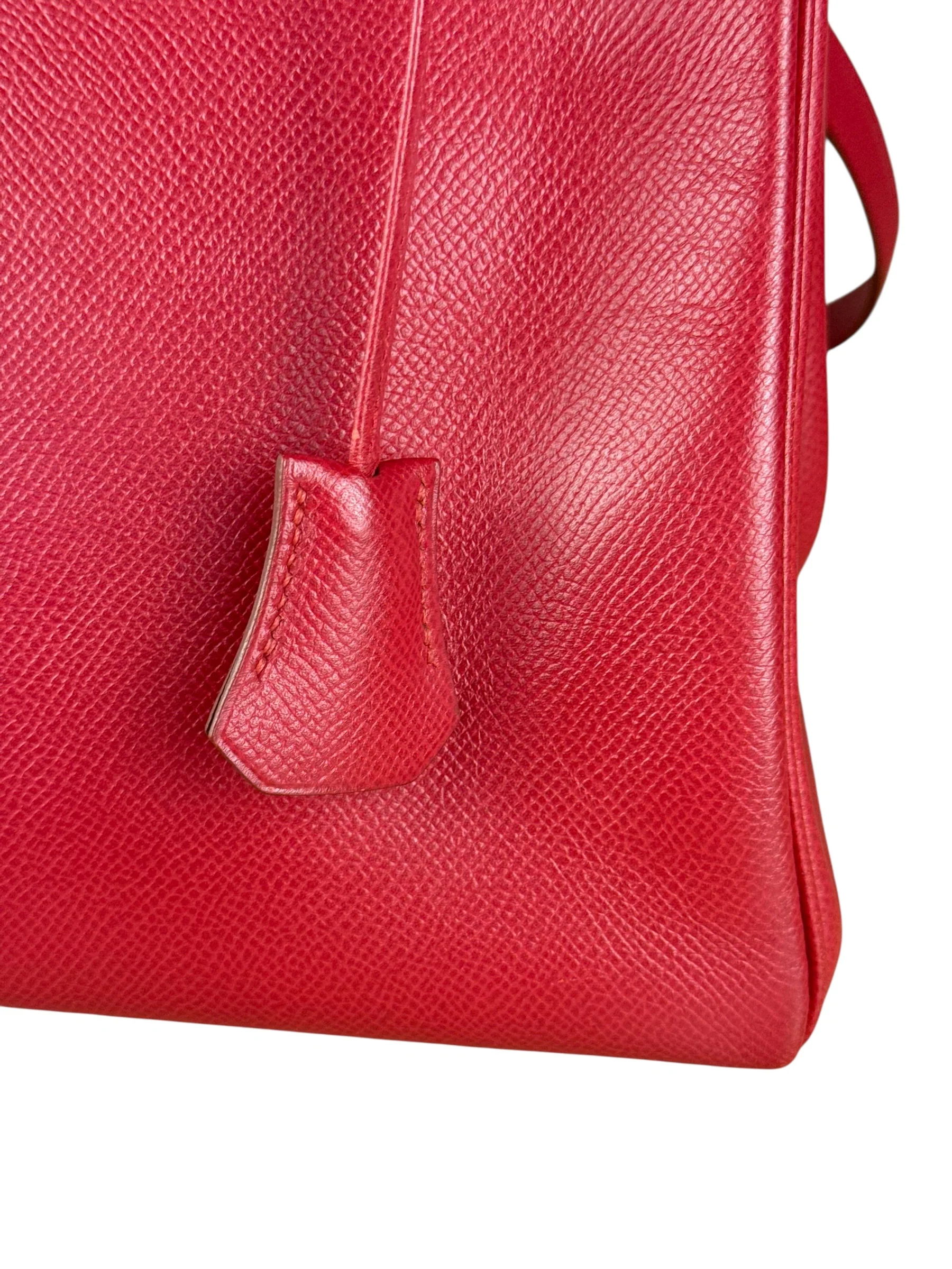Hermes Kelly 32 Courchevel Rouge Vif Gold Handbag 1997 - Image 21