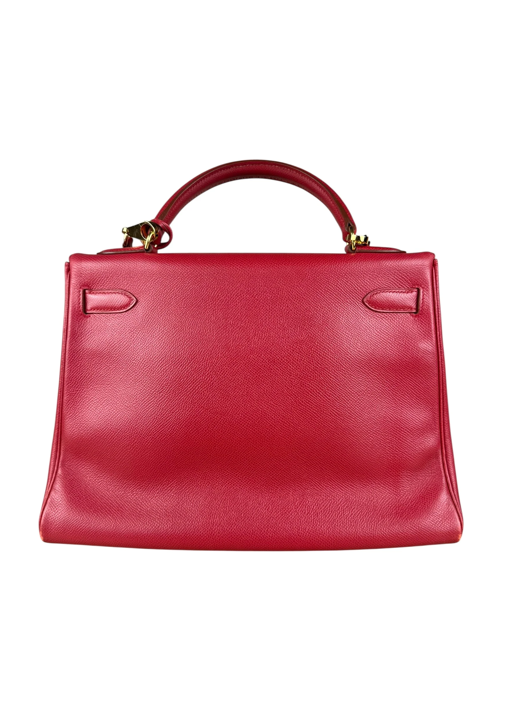 Hermes Kelly 32 Courchevel Rouge Vif Gold Handbag 1997 - Image 29