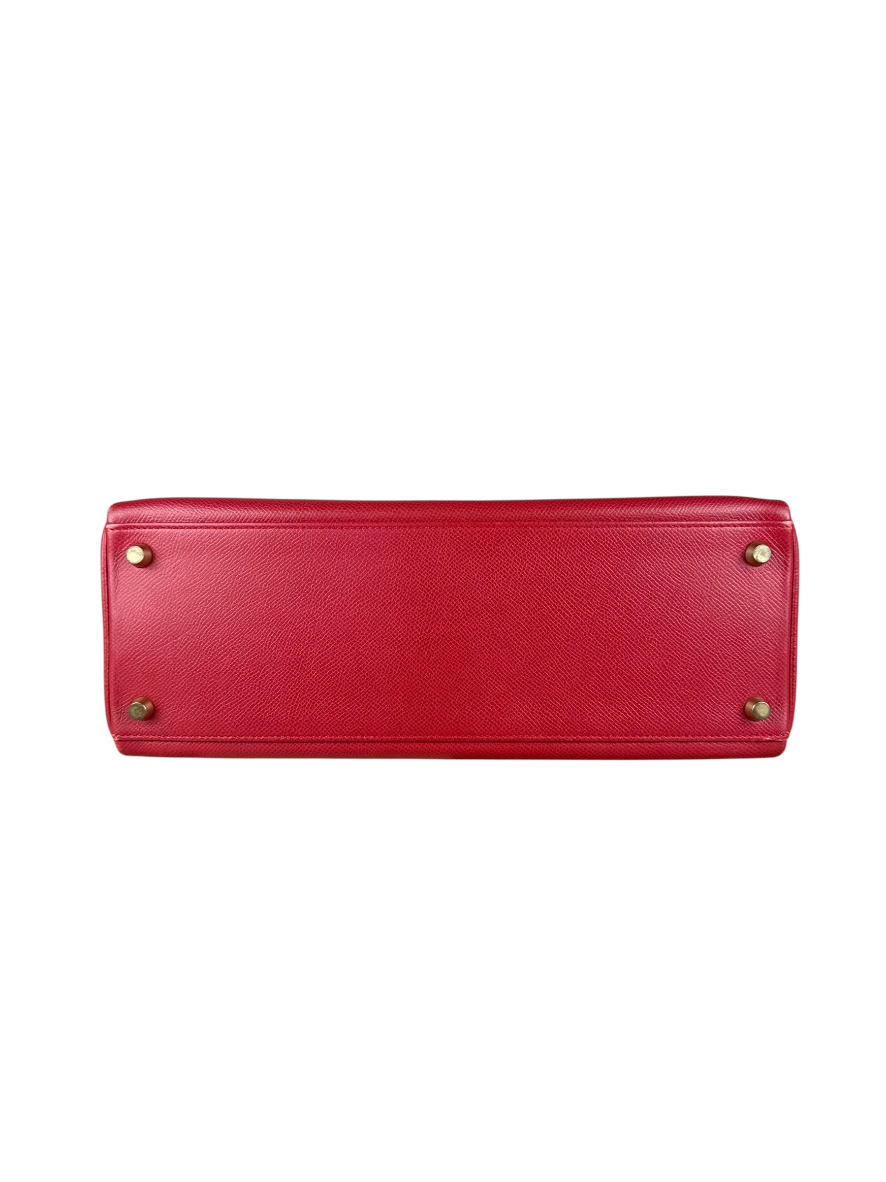 Hermes Kelly 32 Courchevel Rouge Vif Gold Handbag 1997 - Image 30