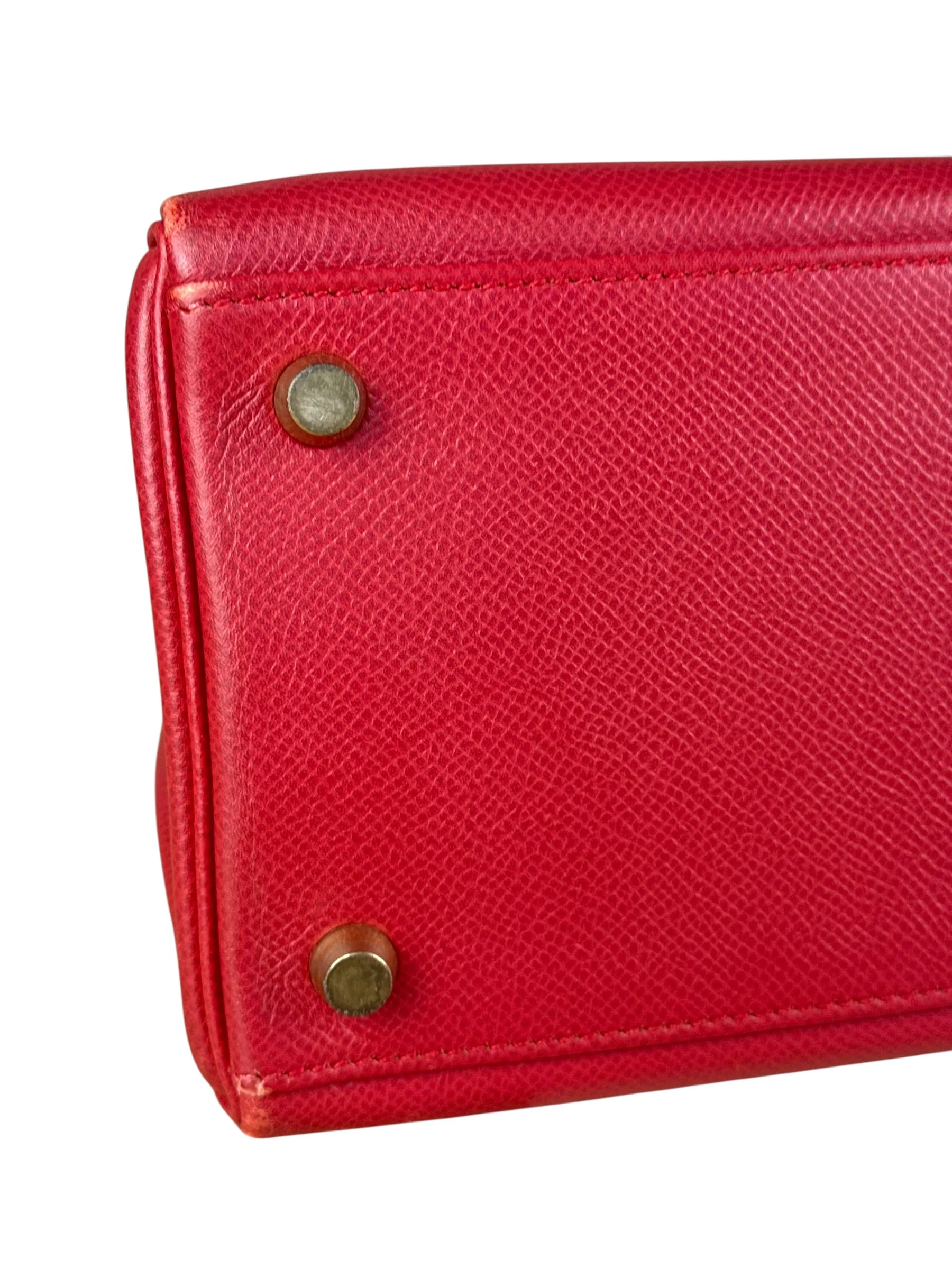 Hermes Kelly 32 Courchevel Rouge Vif Gold Handbag 1997 - Image 32