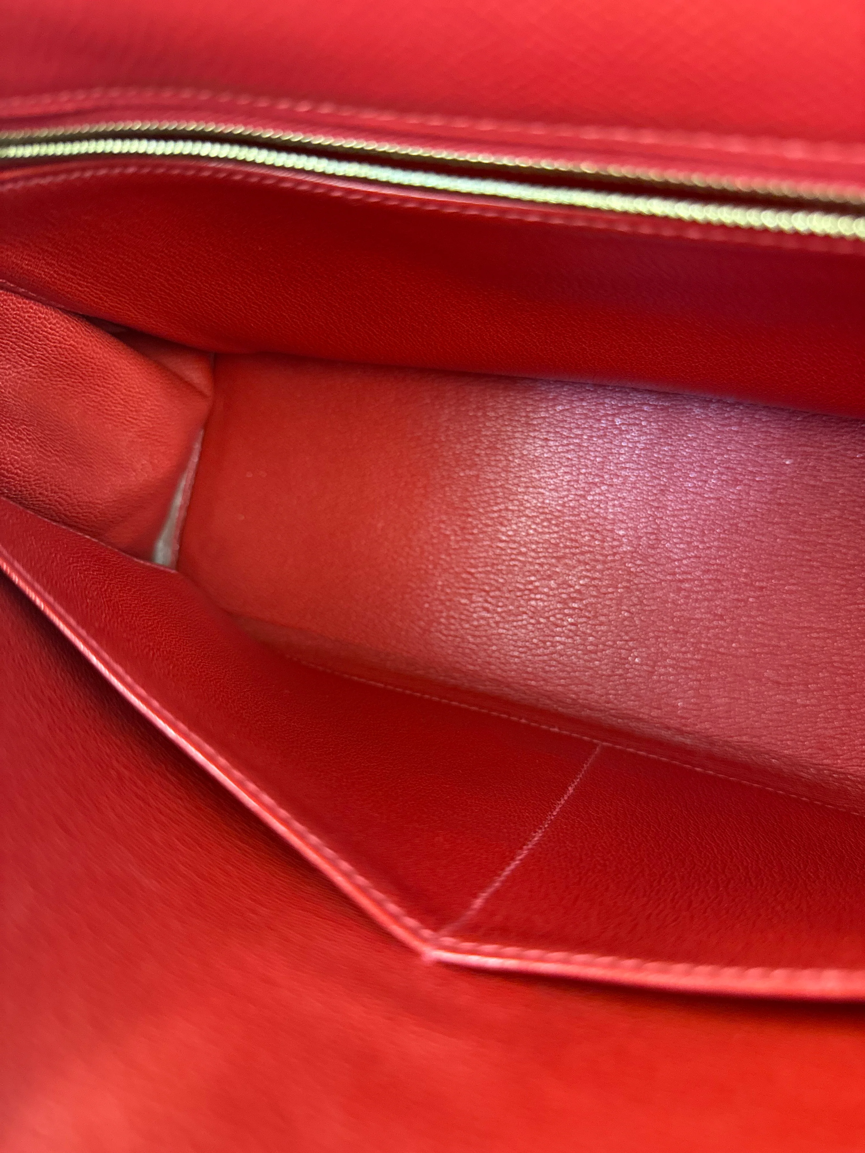 Hermes Kelly 32 Courchevel Rouge Vif Gold Handbag 1997 - Image 37