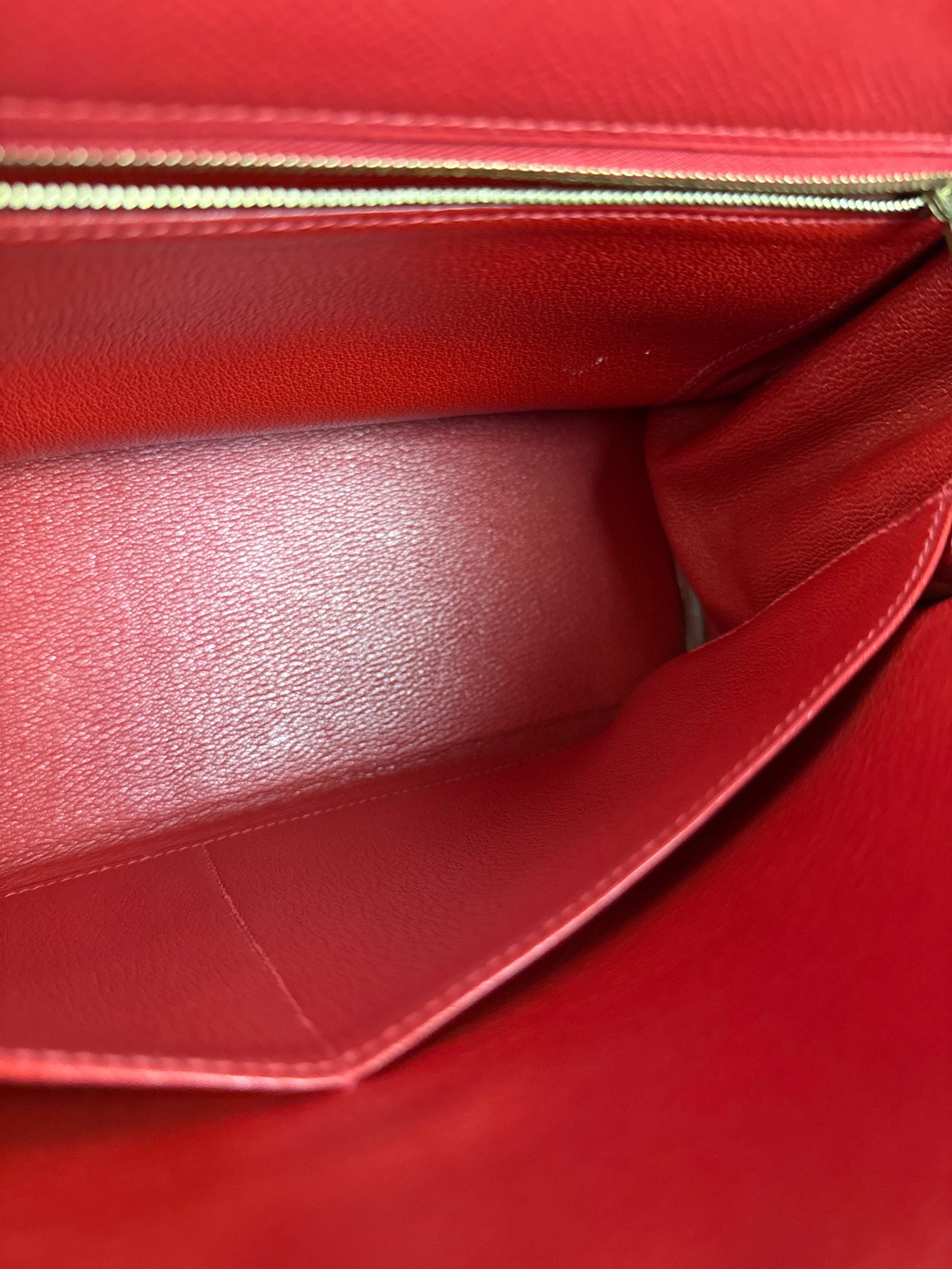 Hermes Kelly 32 Courchevel Rouge Vif Gold Handbag 1997 - Image 38