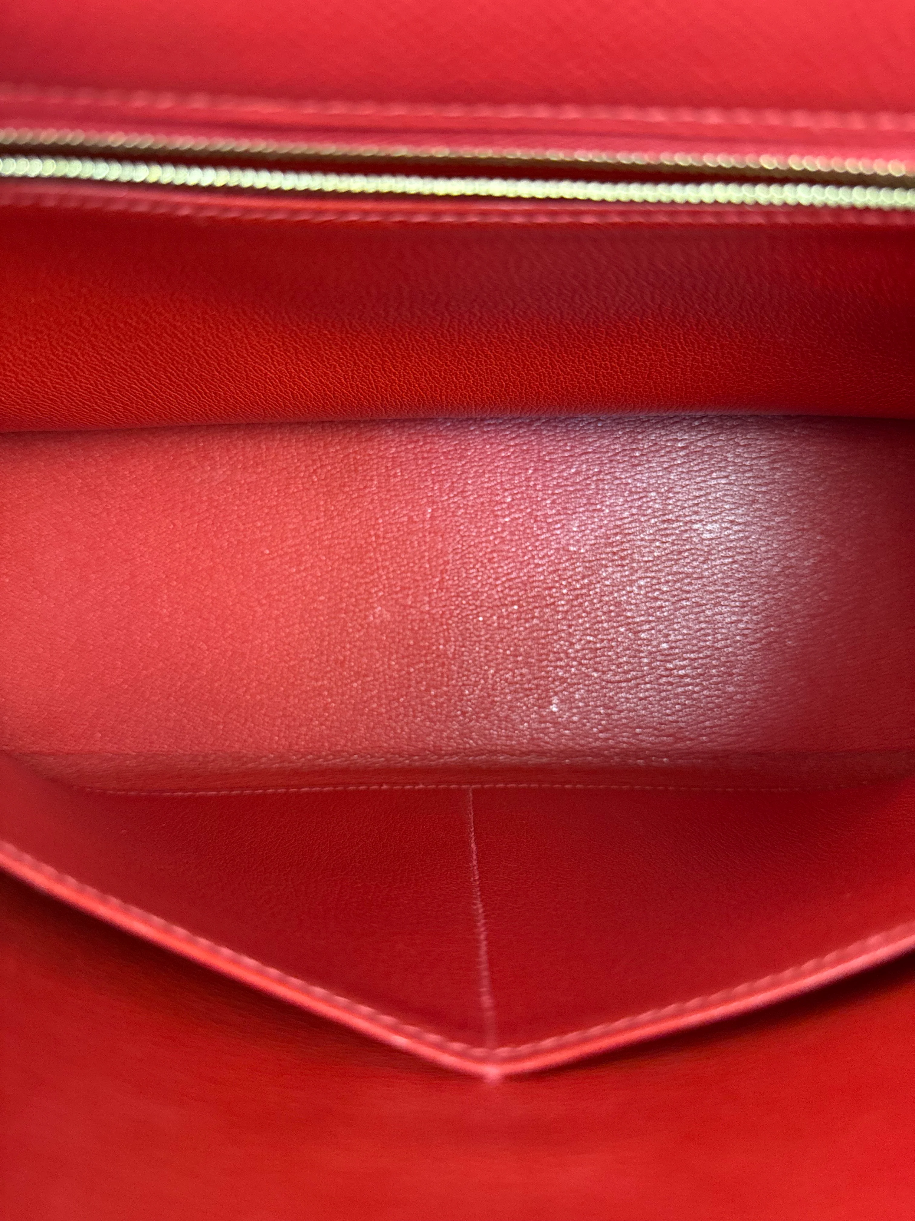 Hermes Kelly 32 Courchevel Rouge Vif Gold Handbag 1997 - Image 41
