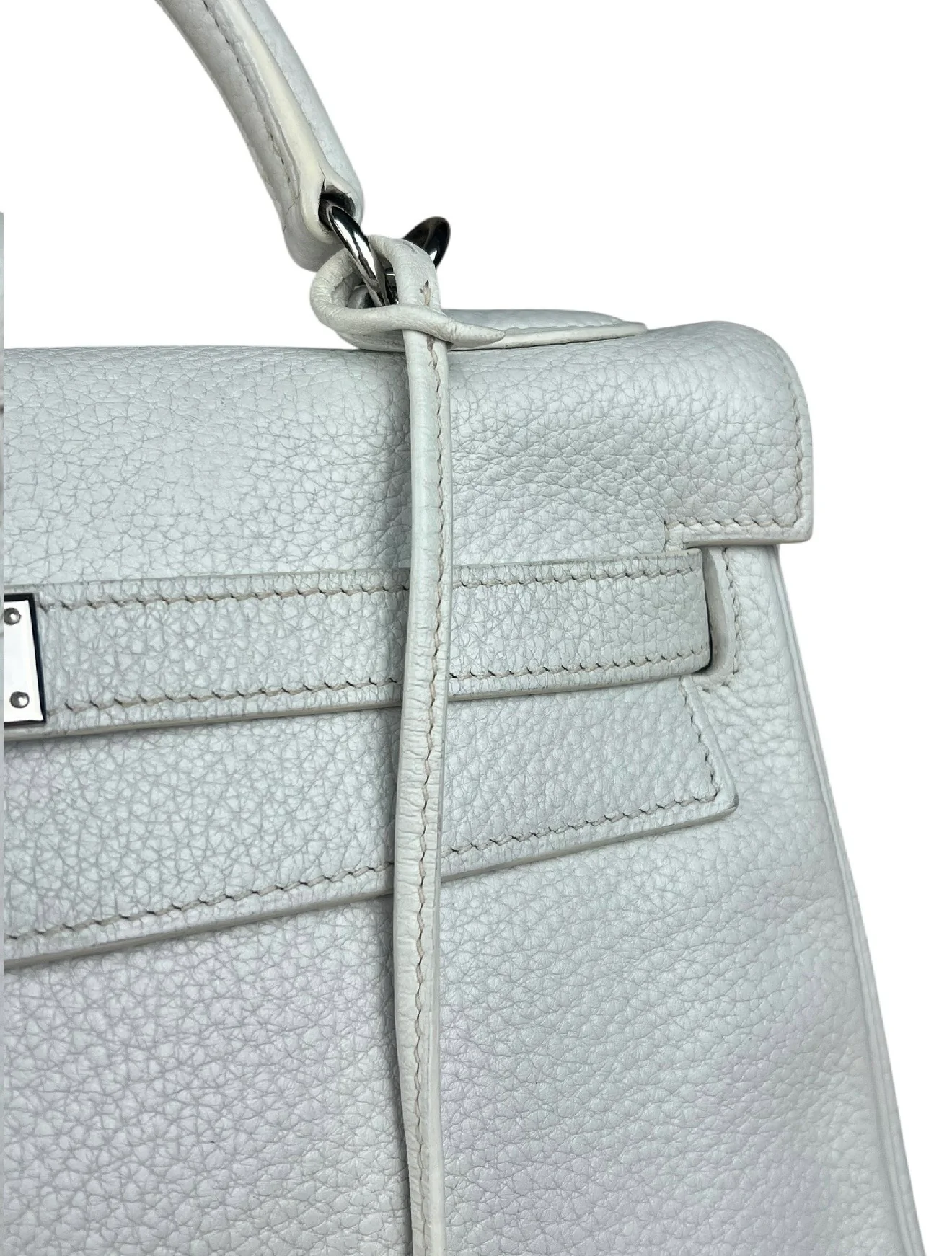 Hermes Kelly 32 White Clemence Leather Handbag 2008 - Image 12