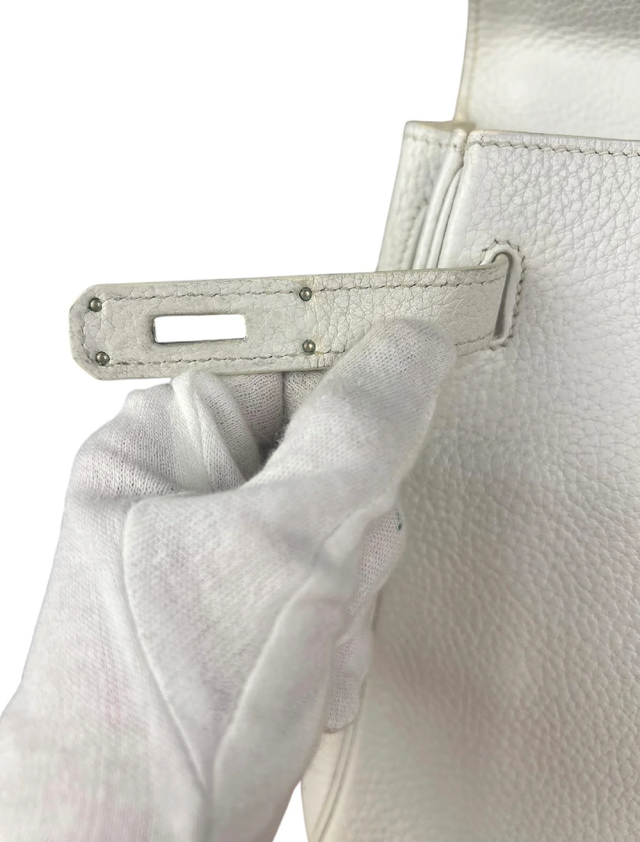 Hermes Kelly 32 White Clemence Leather Handbag 2008 - Image 25