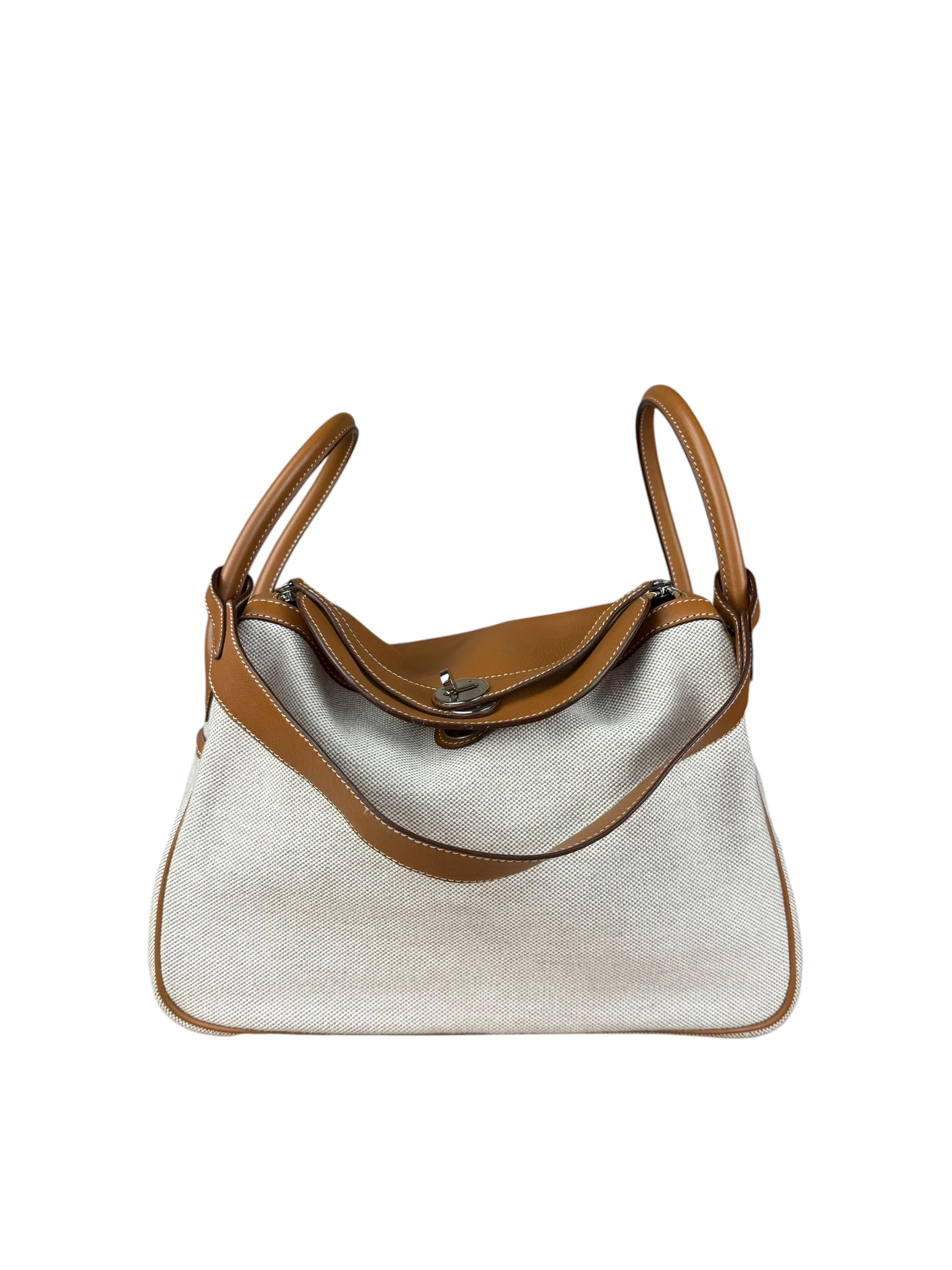 Hermes Toile Swift Canvas/Leather Lindy 30 Beige/Brown 2007 - Image 17