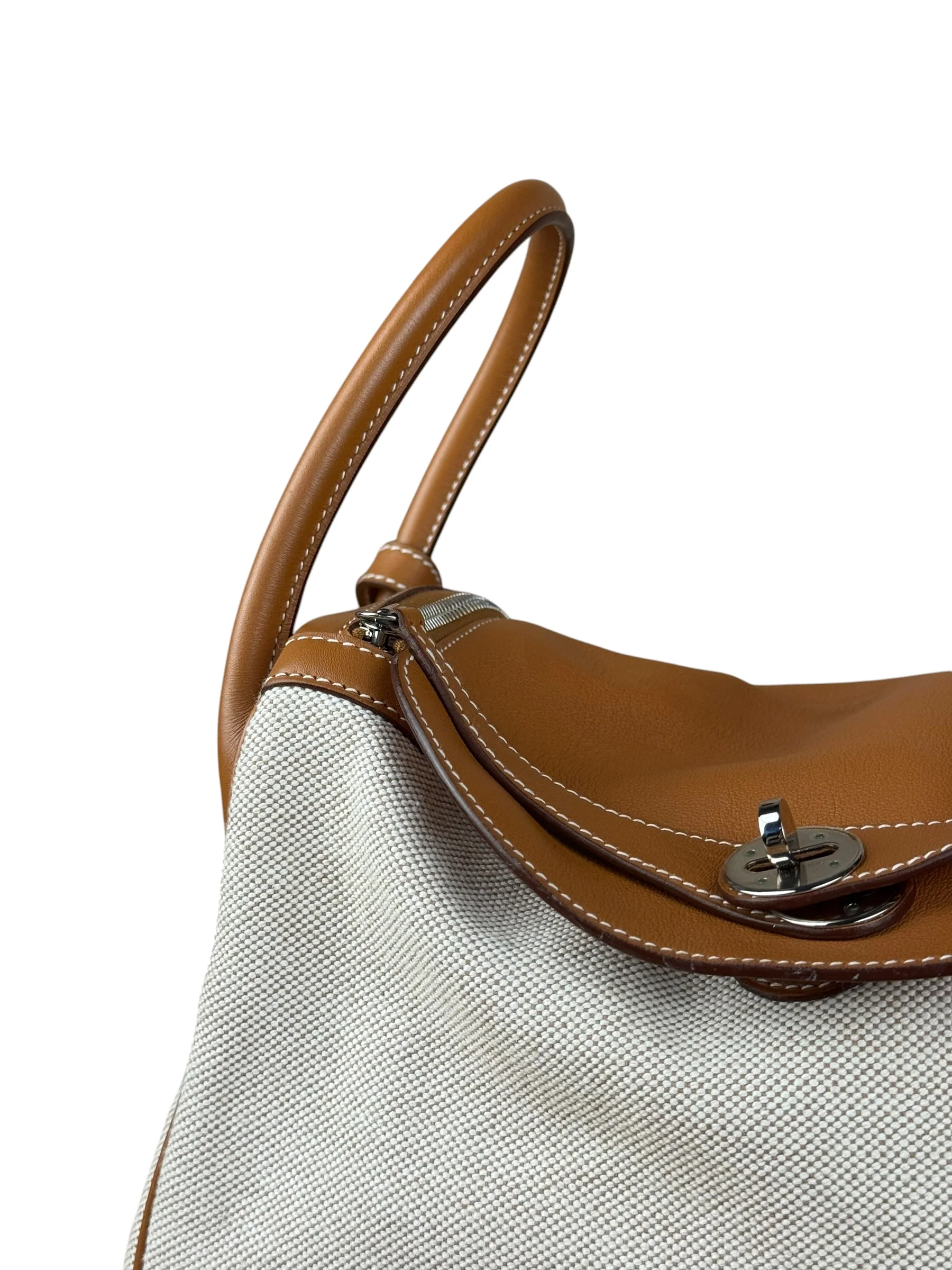 Hermes Toile Swift Canvas/Leather Lindy 30 Beige/Brown 2007 - Image 6