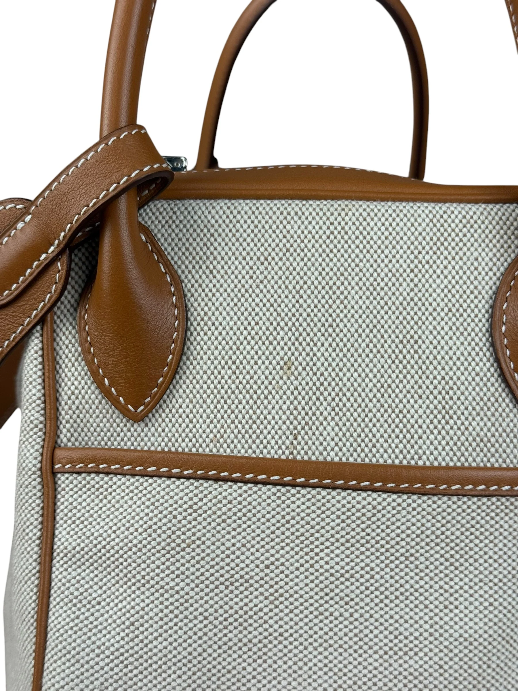 Hermes Toile Swift Canvas/Leather Lindy 30 Beige/Brown 2007 - Image 8