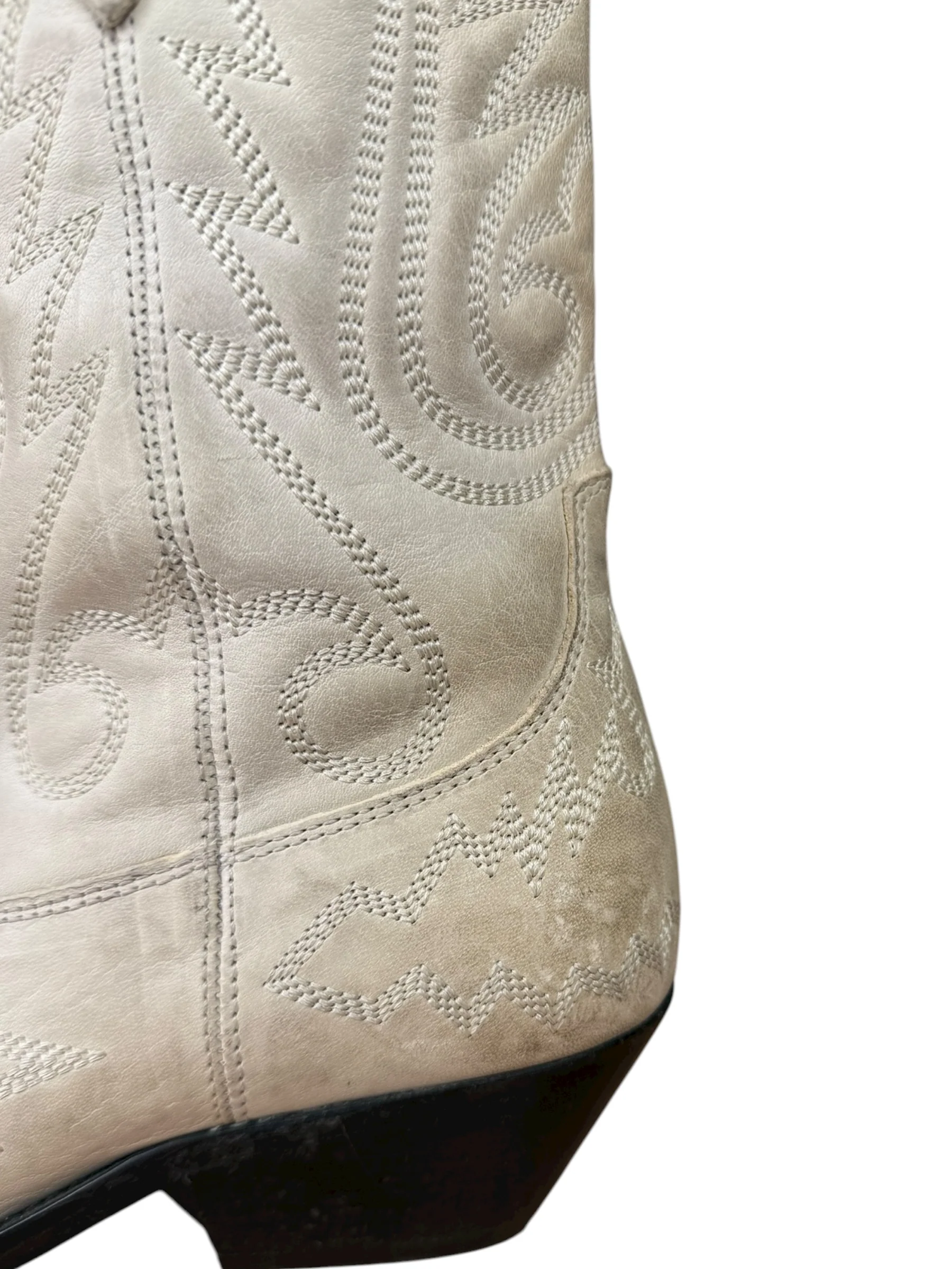 Isabel Marant White Distress Leather Western Boots - Image 11