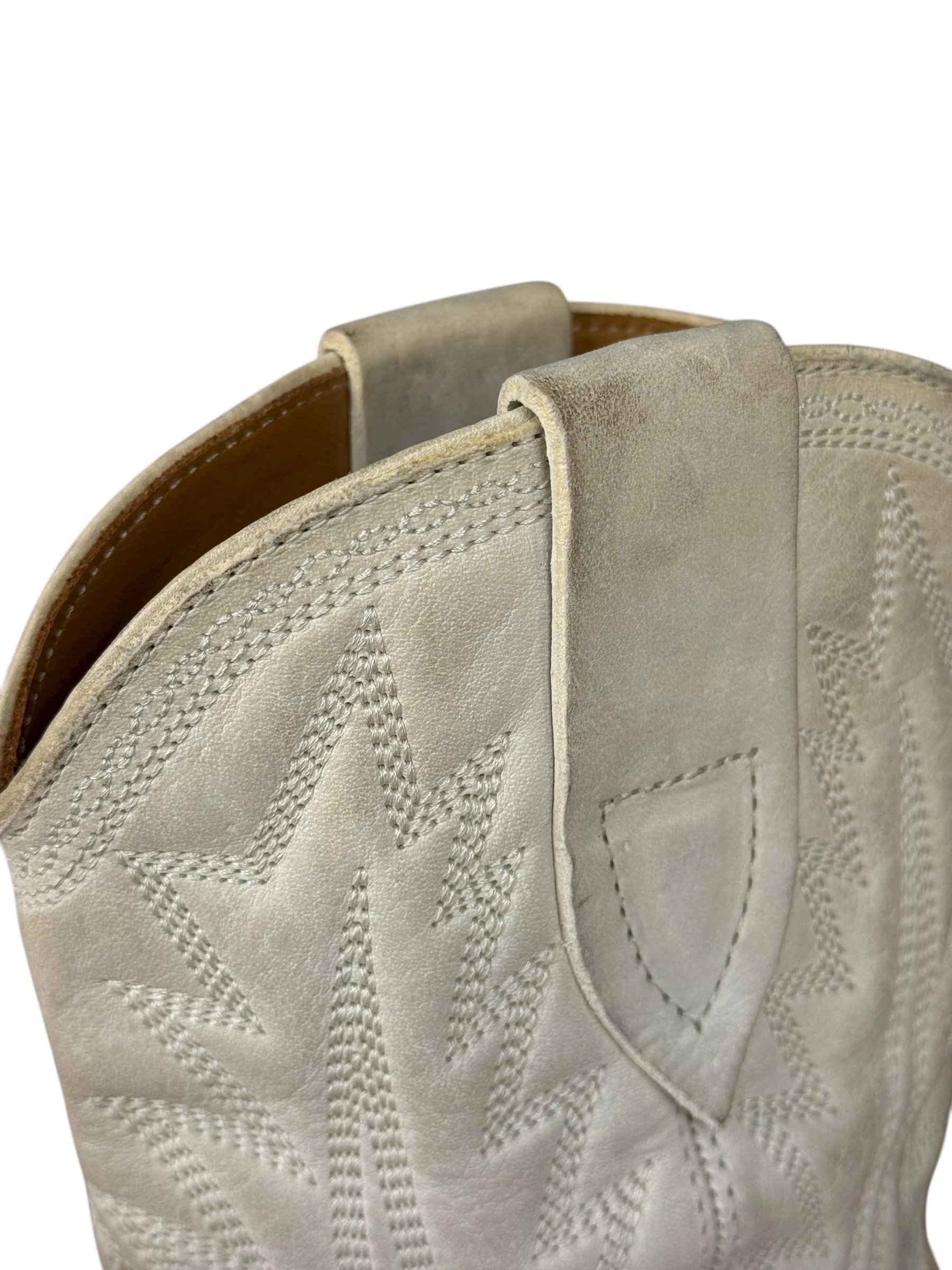 Isabel Marant White Distress Leather Western Boots - Image 12