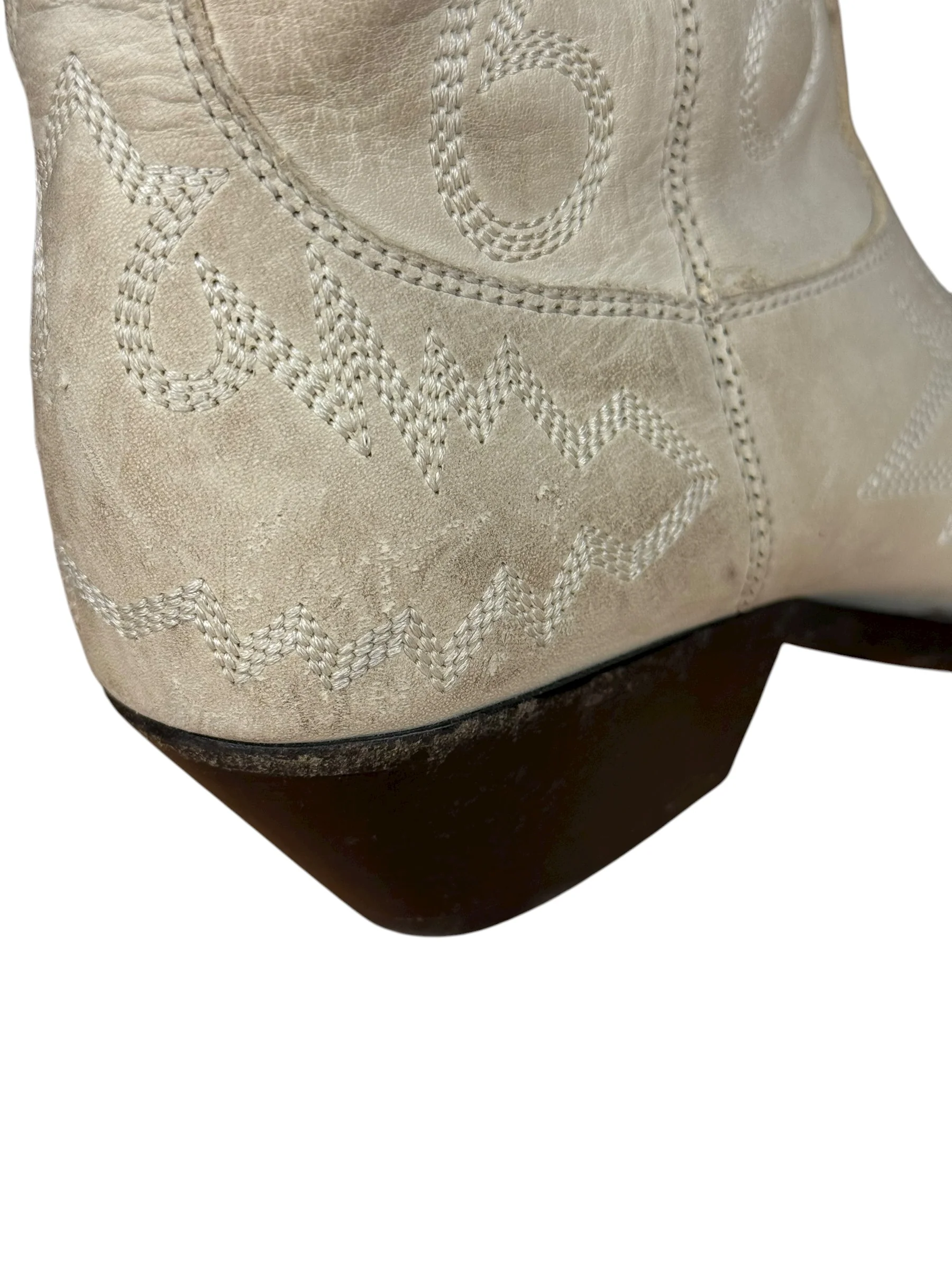 Isabel Marant White Distress Leather Western Boots - Image 14