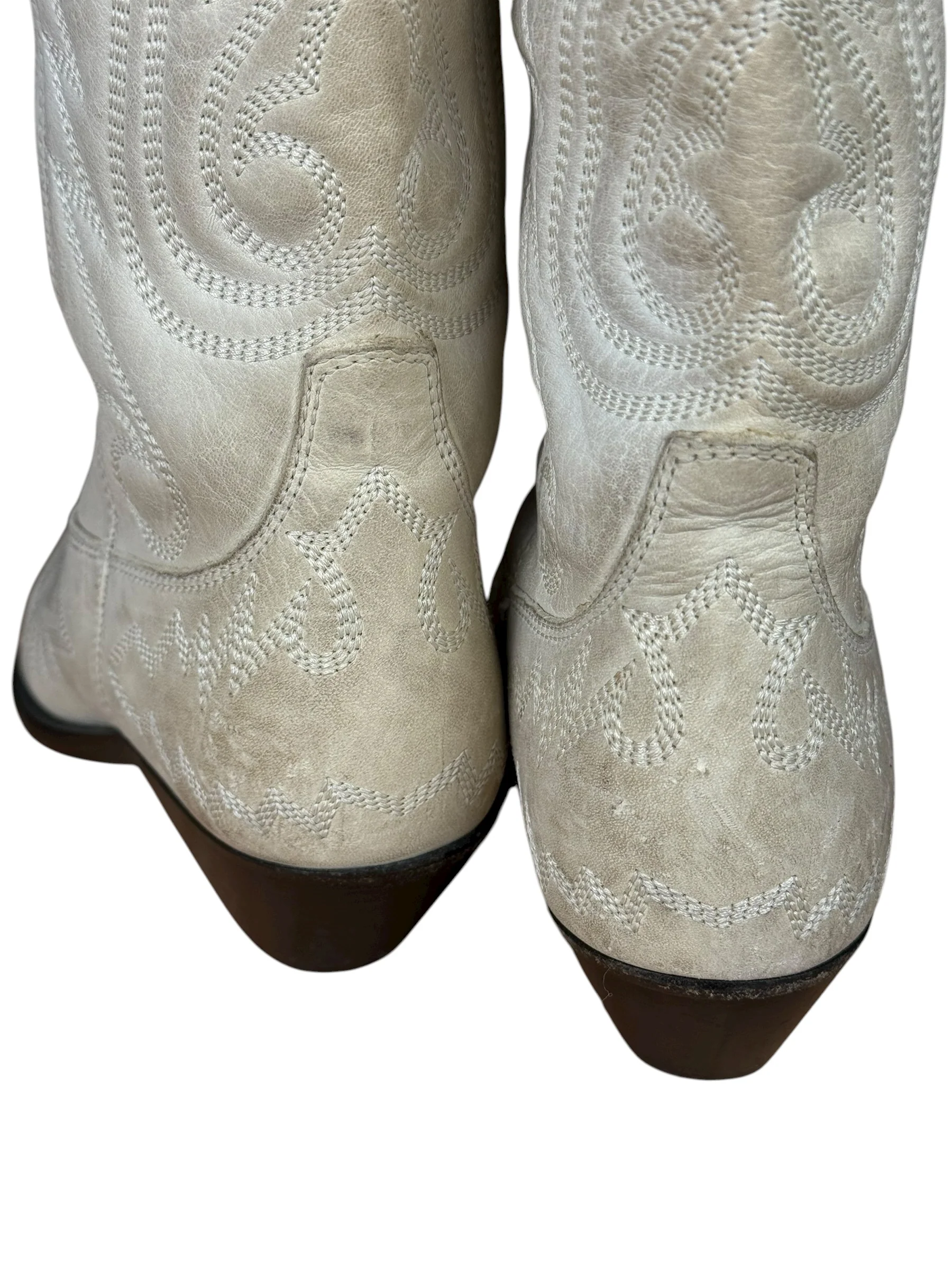 Isabel Marant White Distress Leather Western Boots - Image 15