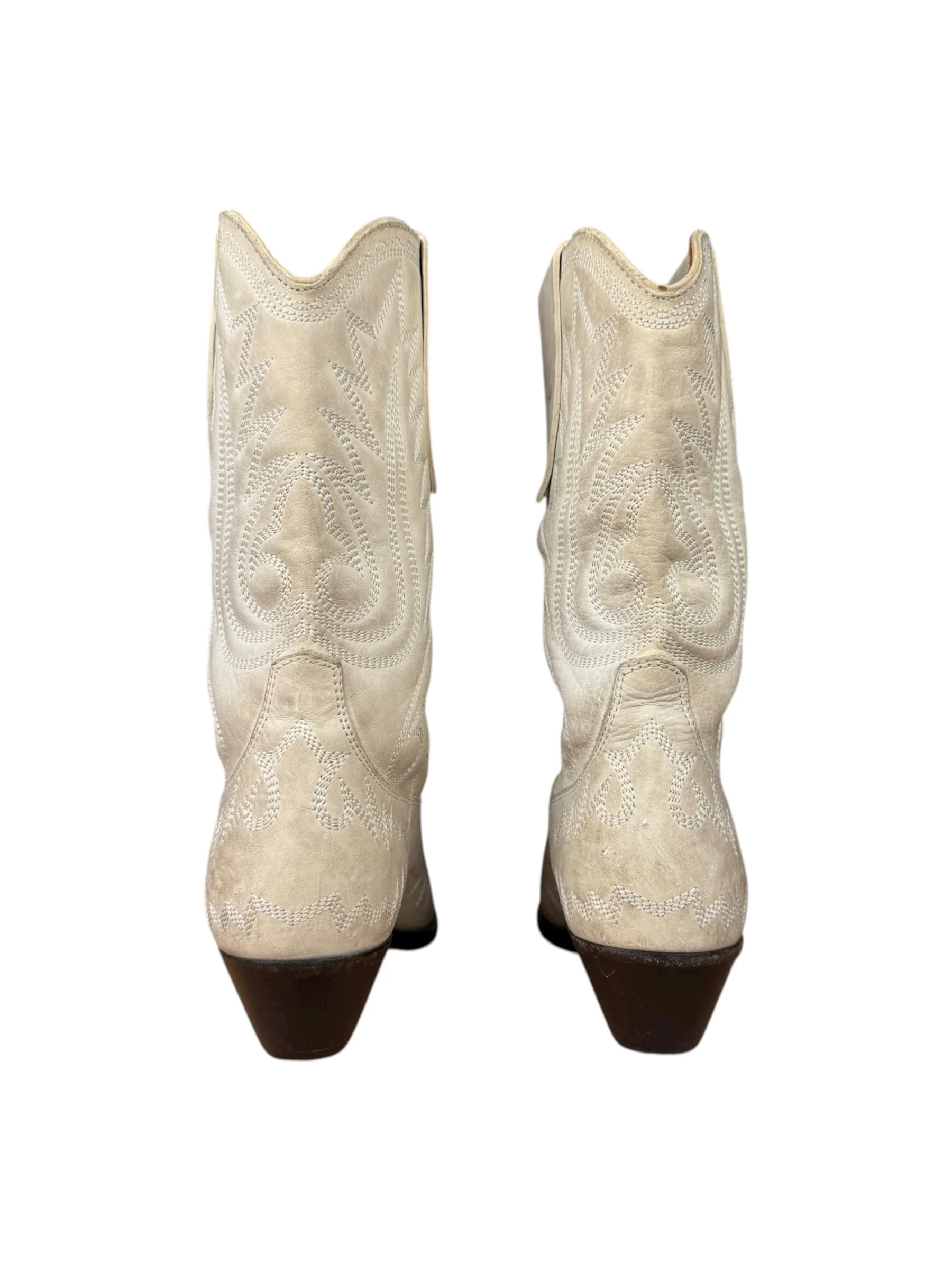 Isabel Marant White Distress Leather Western Boots - Image 5