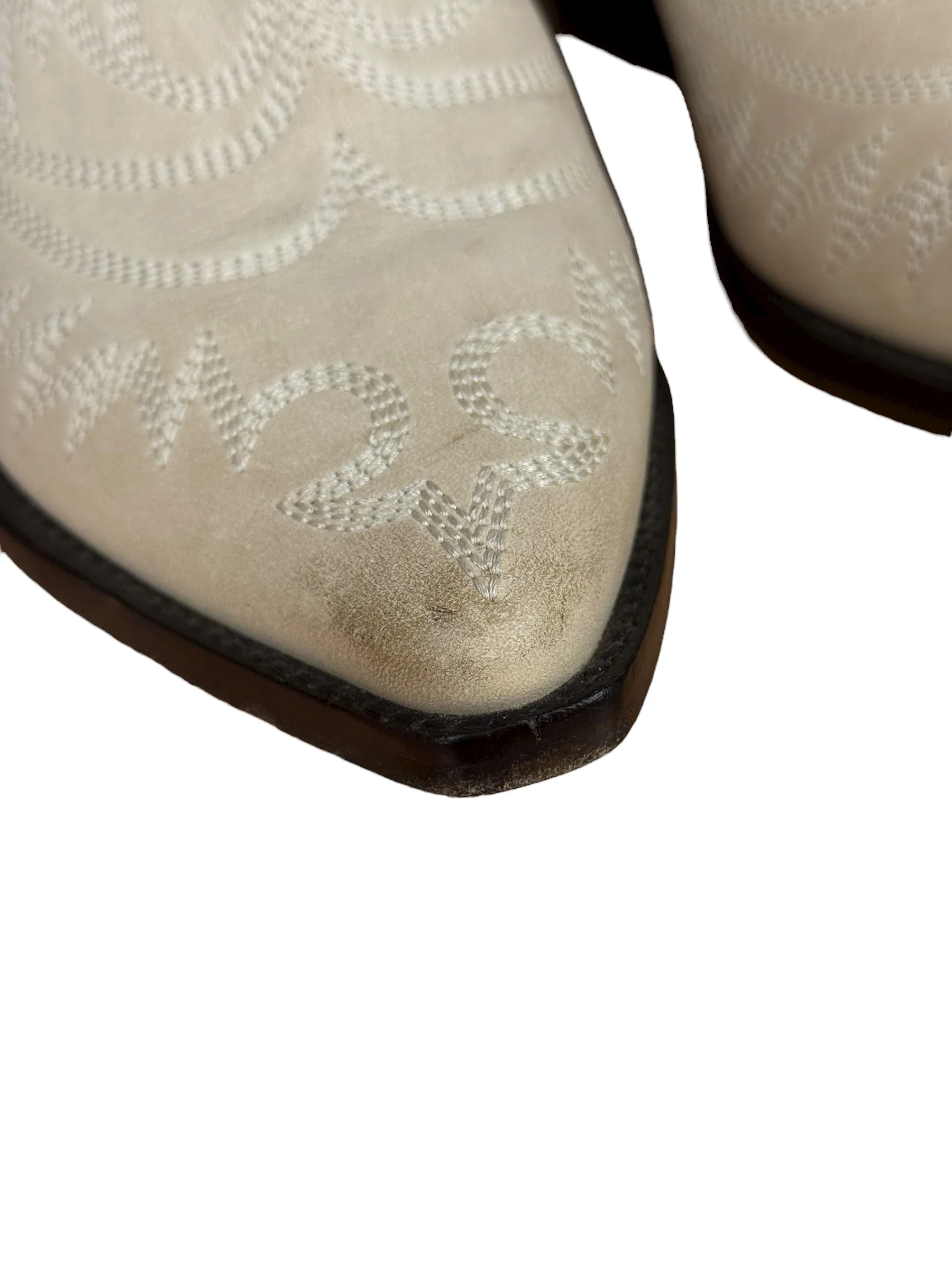 Isabel Marant White Distress Leather Western Boots - Image 6