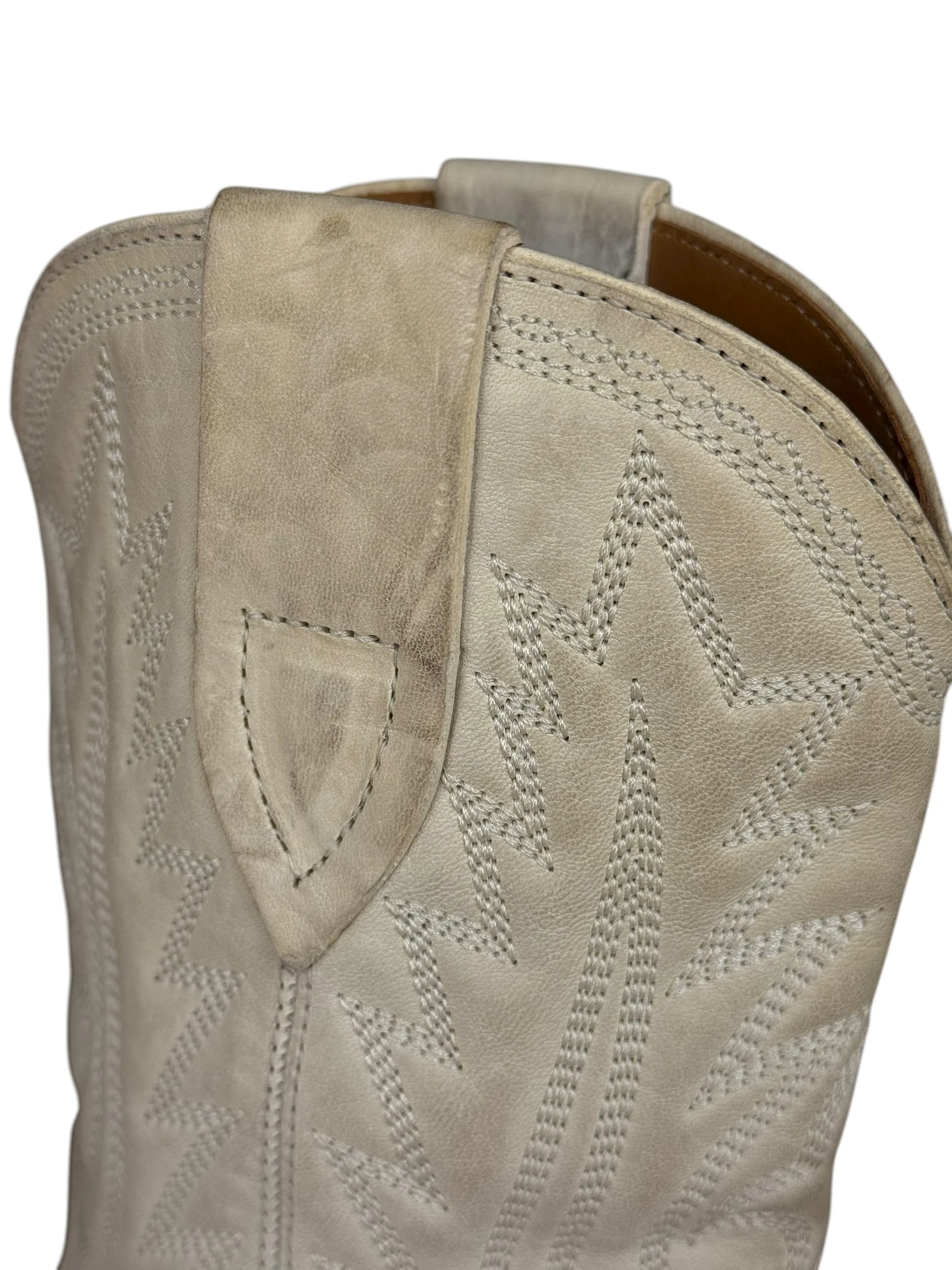 Isabel Marant White Distress Leather Western Boots - Image 7