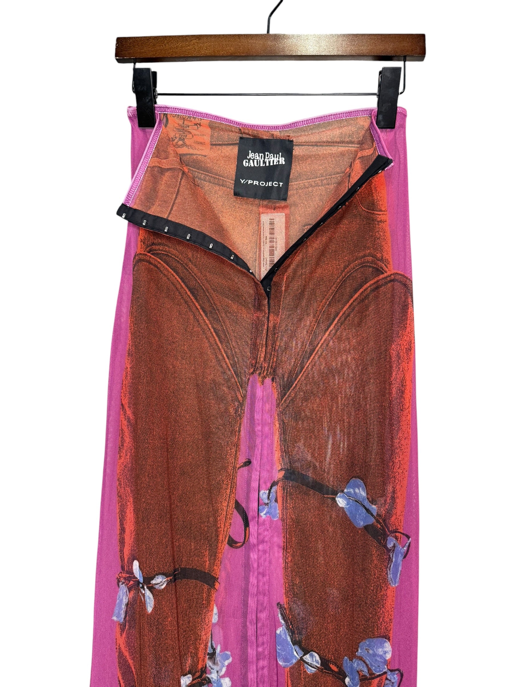 Jean Paul Gaultier x Y Project Printed Mesh Skirt - Image 3