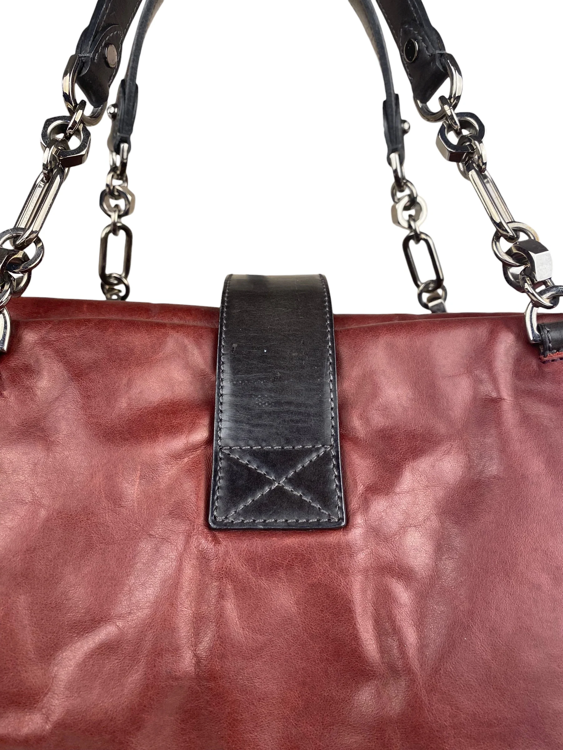 Loewe Vintage Maroon Roller Shoulder Bag - Image 11