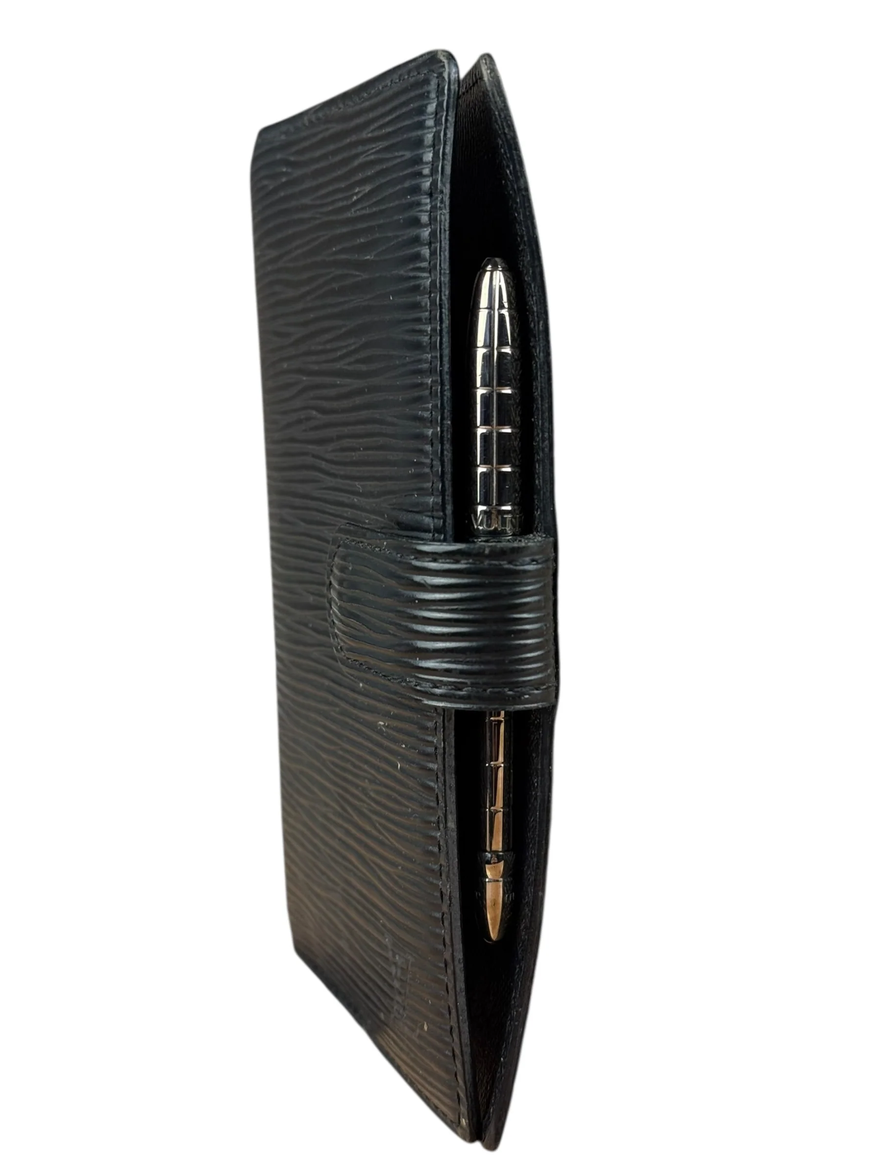 Louis Vuitton Black Epi Agenda & Silver Pen - Image 4