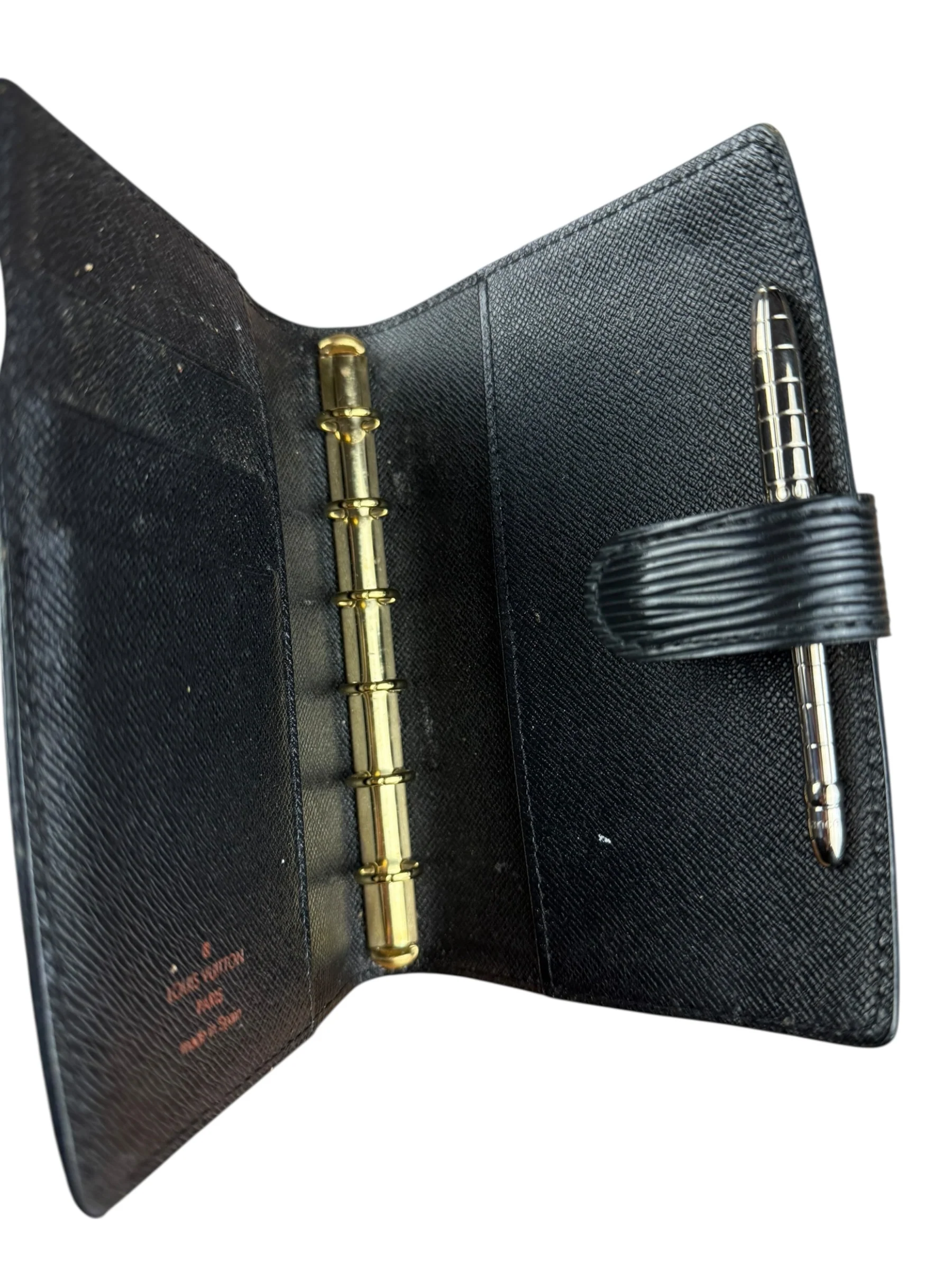 Louis Vuitton Black Epi Agenda & Silver Pen - Image 7