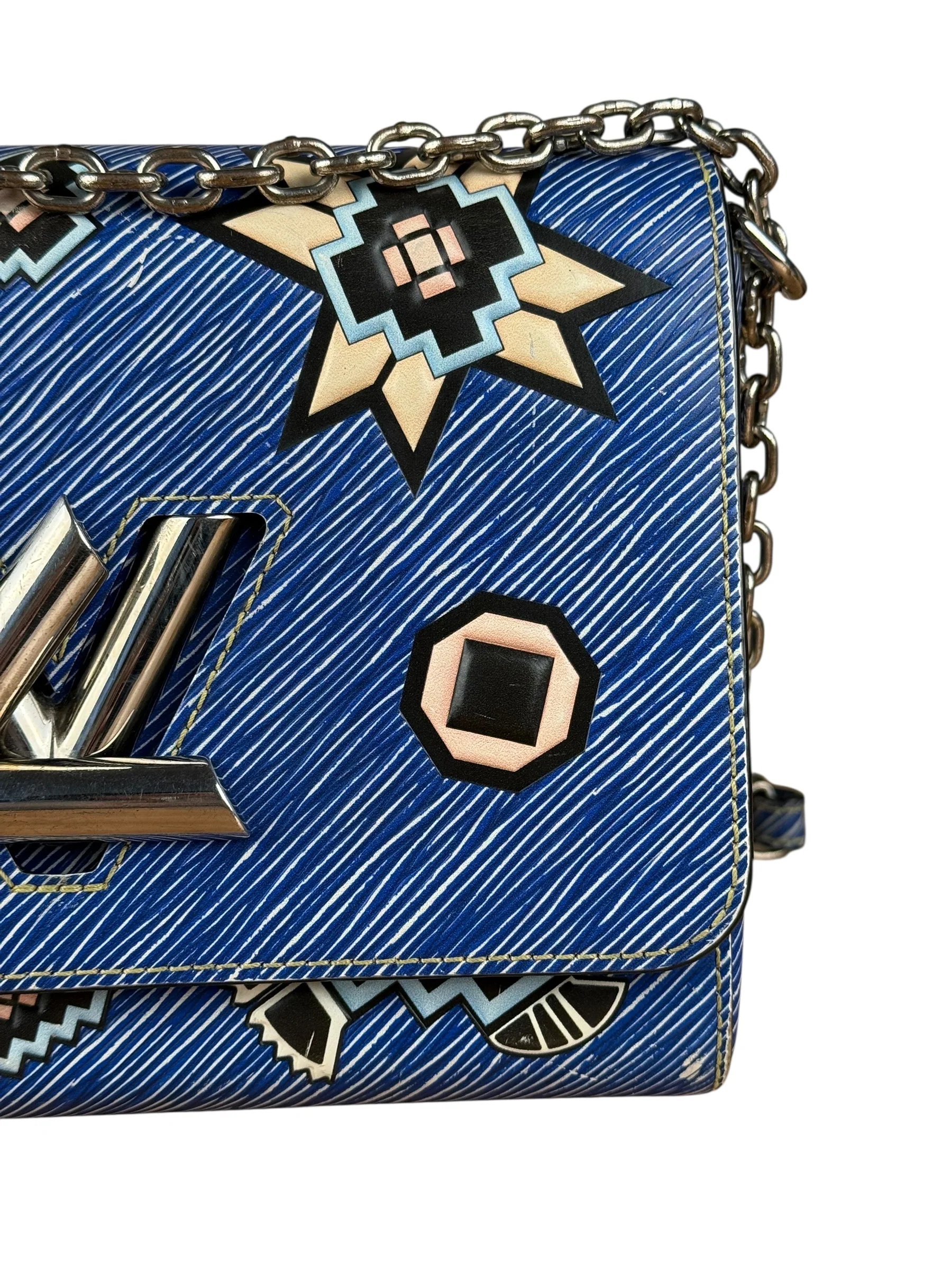 Louis Vuitton Blue Aztec Epi Leather Twist MM Bag - Image 3