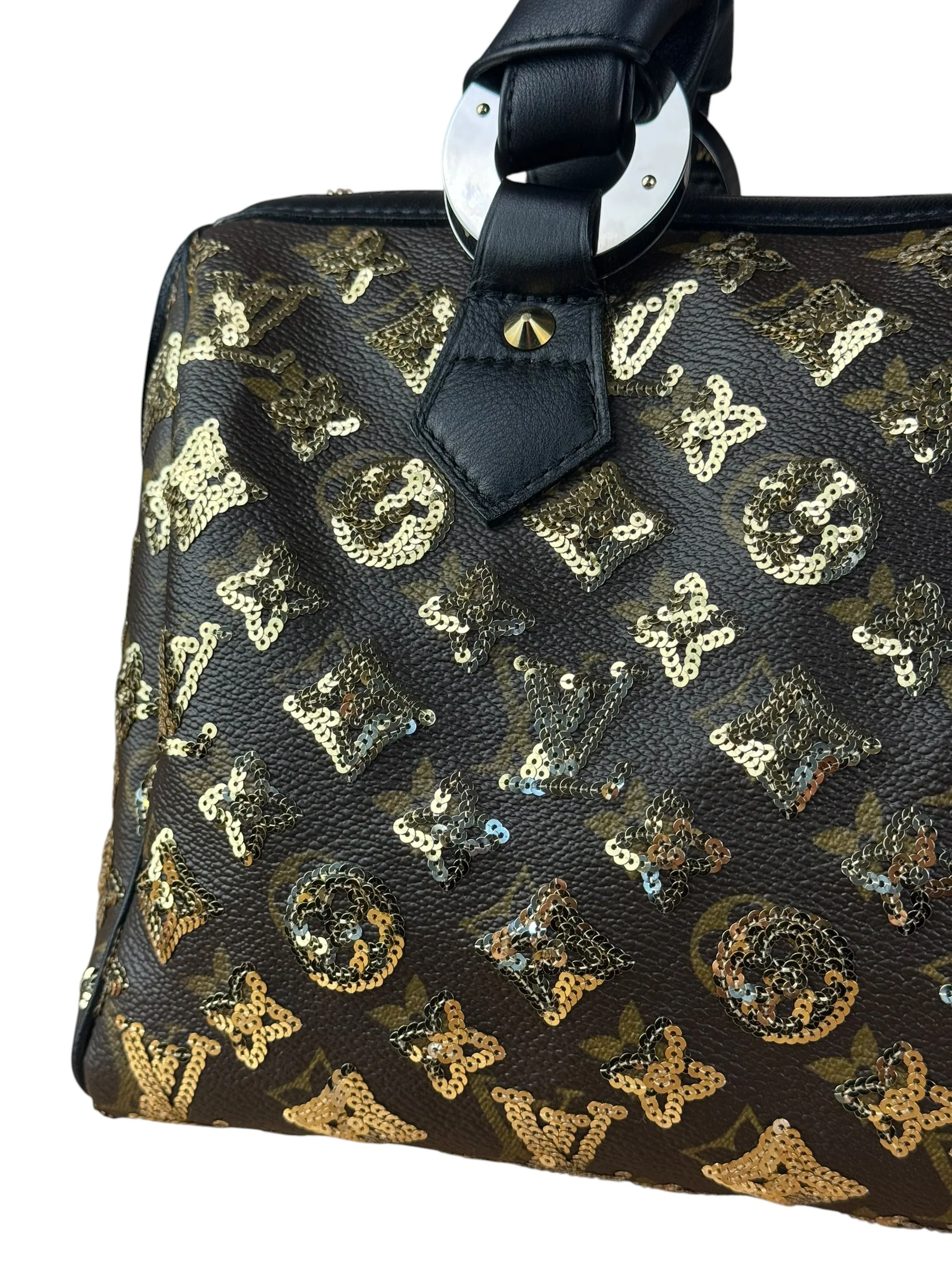 Louis Vuitton Gold Sequins Monogram Speedy Eclipse 30 - Image 3