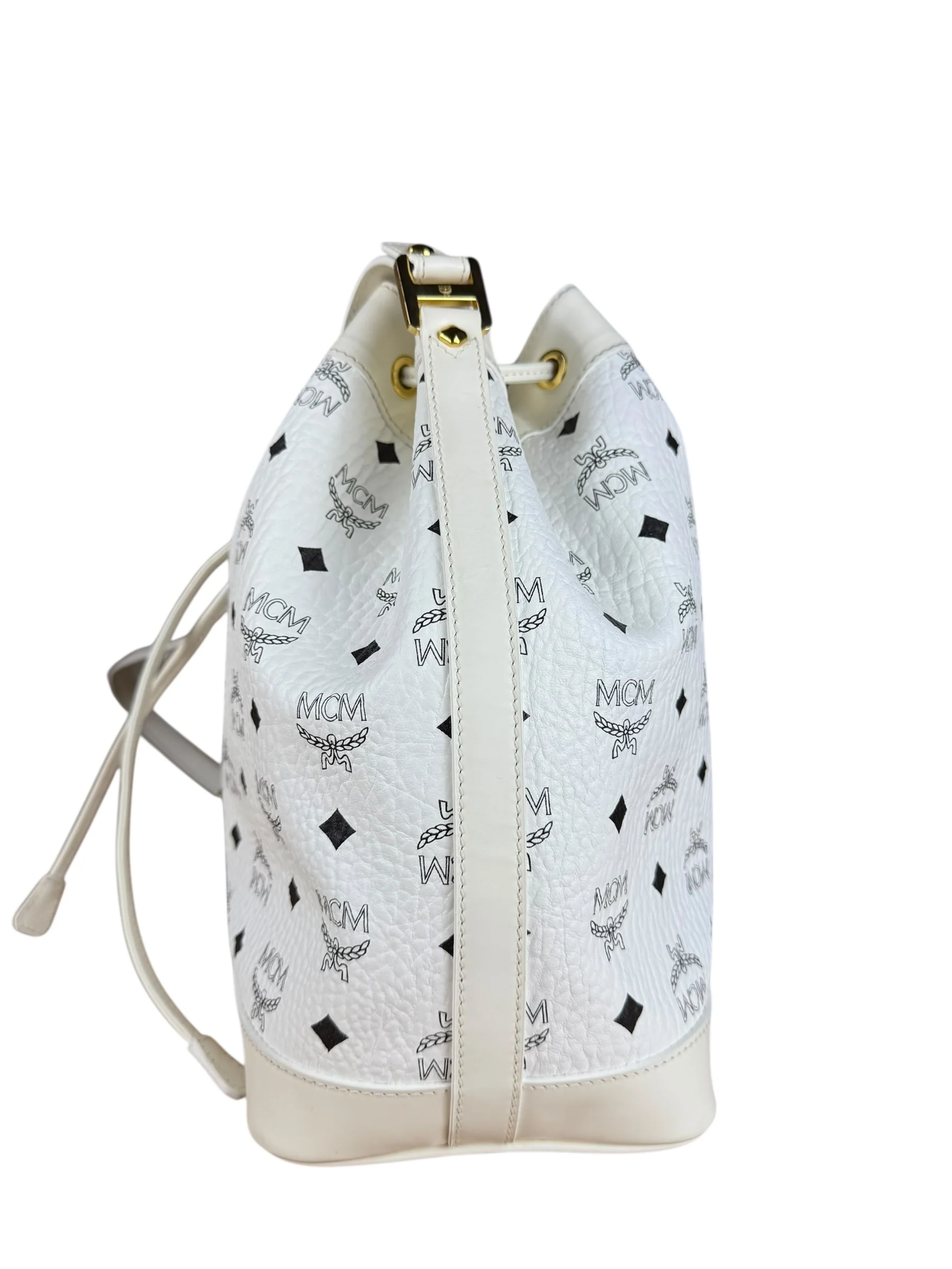 MCM Monogram White Bucket Shoulder Bag - Image 10