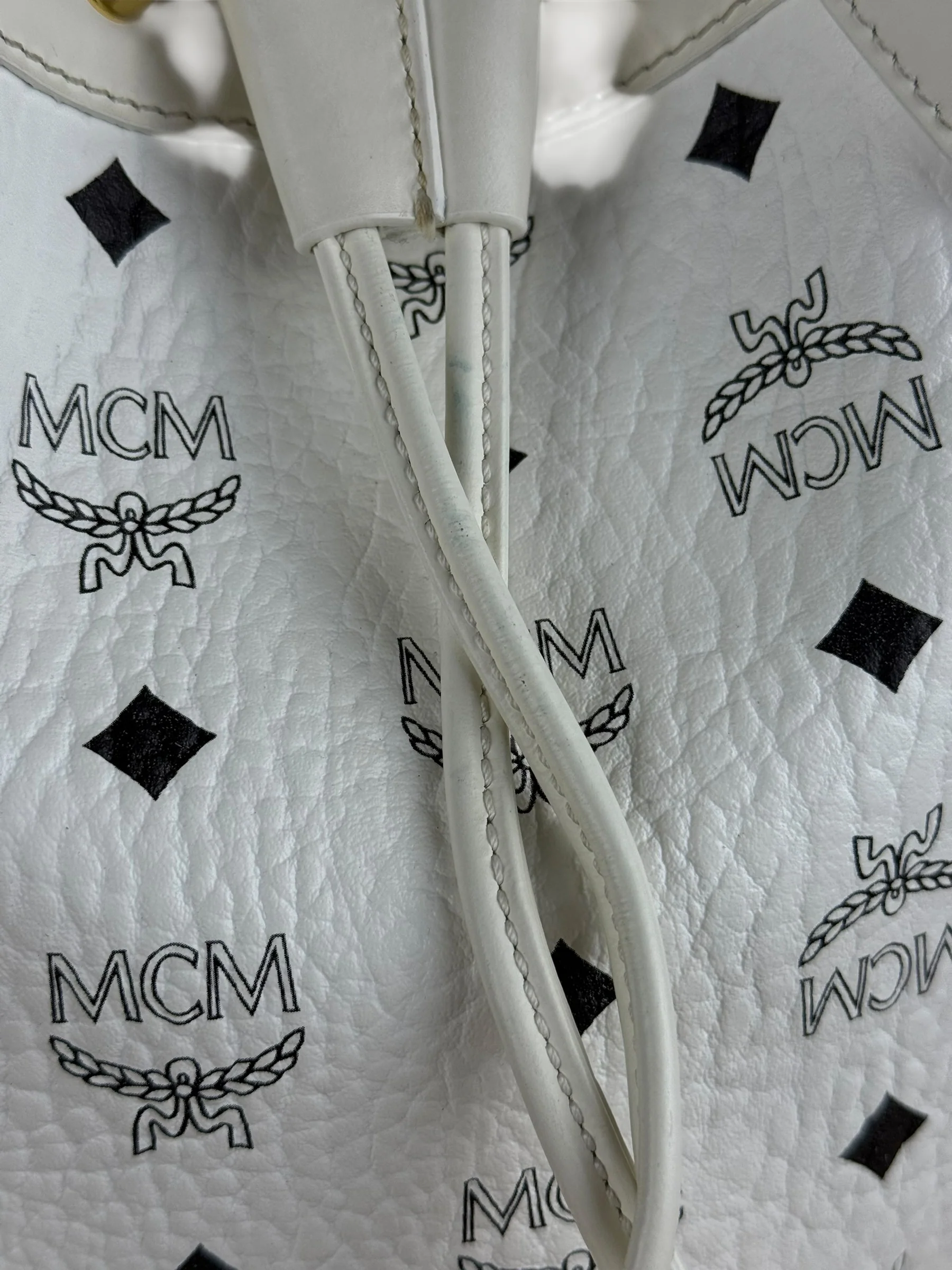 MCM Monogram White Bucket Shoulder Bag - Image 11