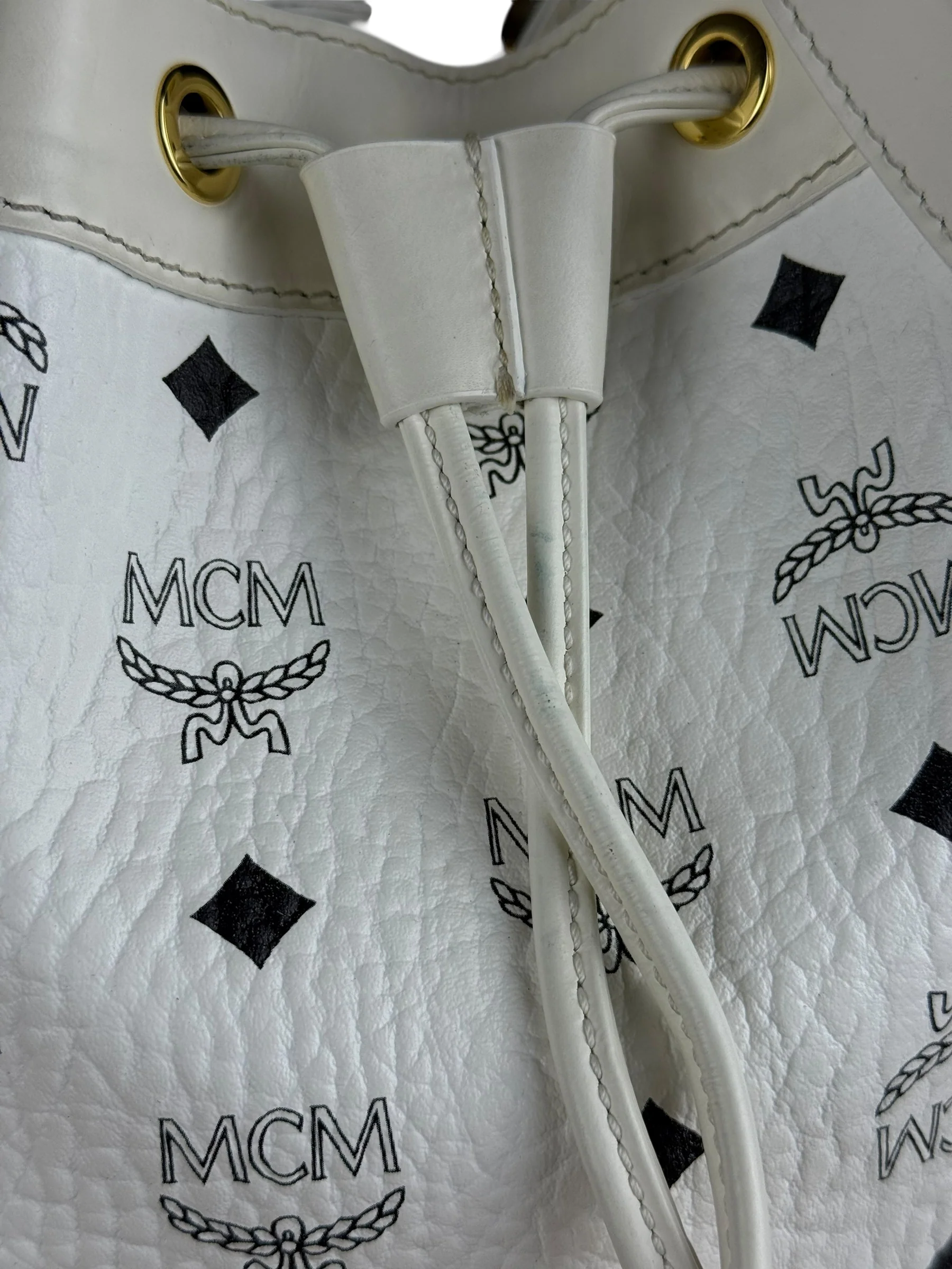 MCM Monogram White Bucket Shoulder Bag - Image 12