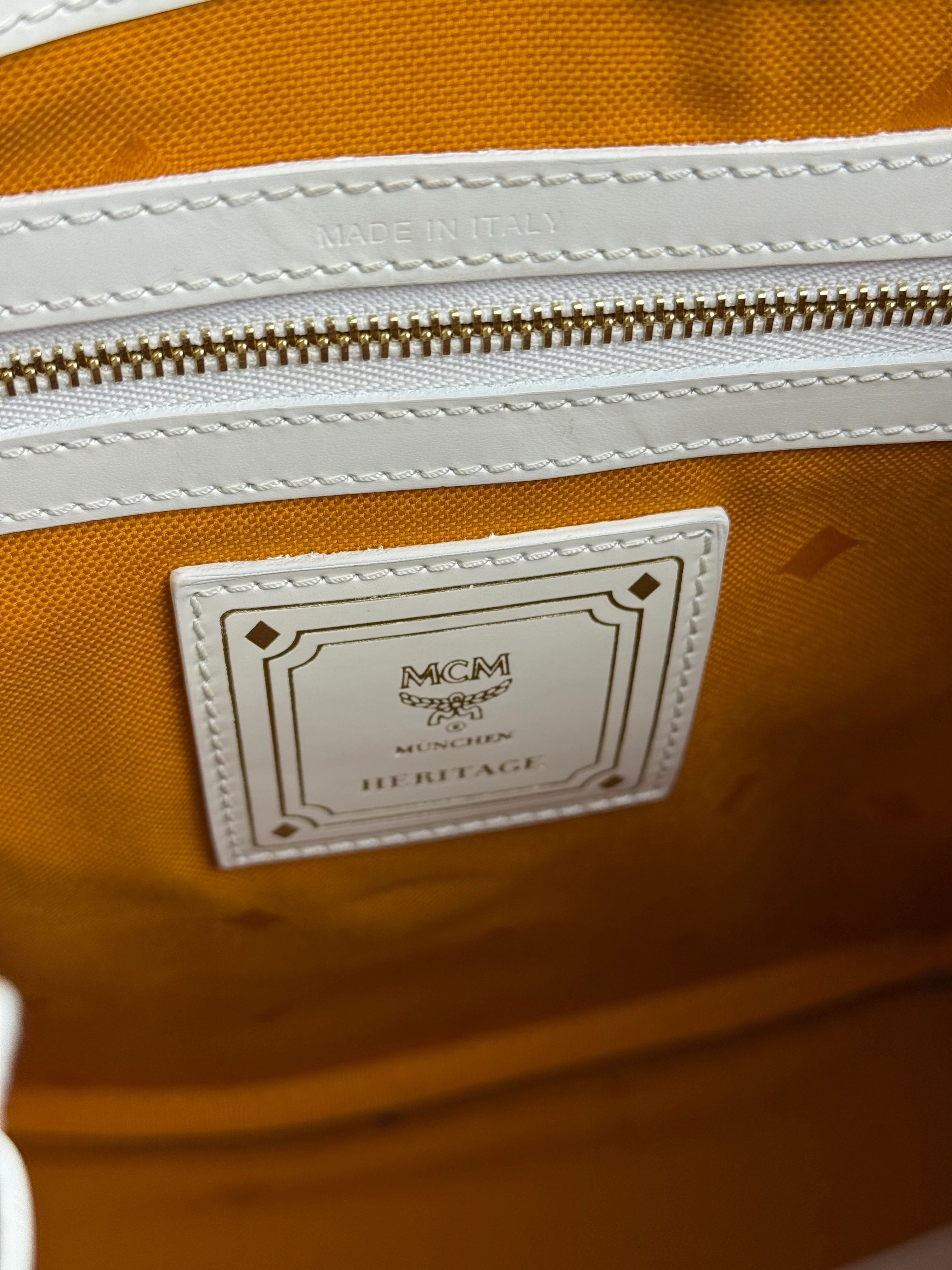 MCM Monogram White Bucket Shoulder Bag - Image 15