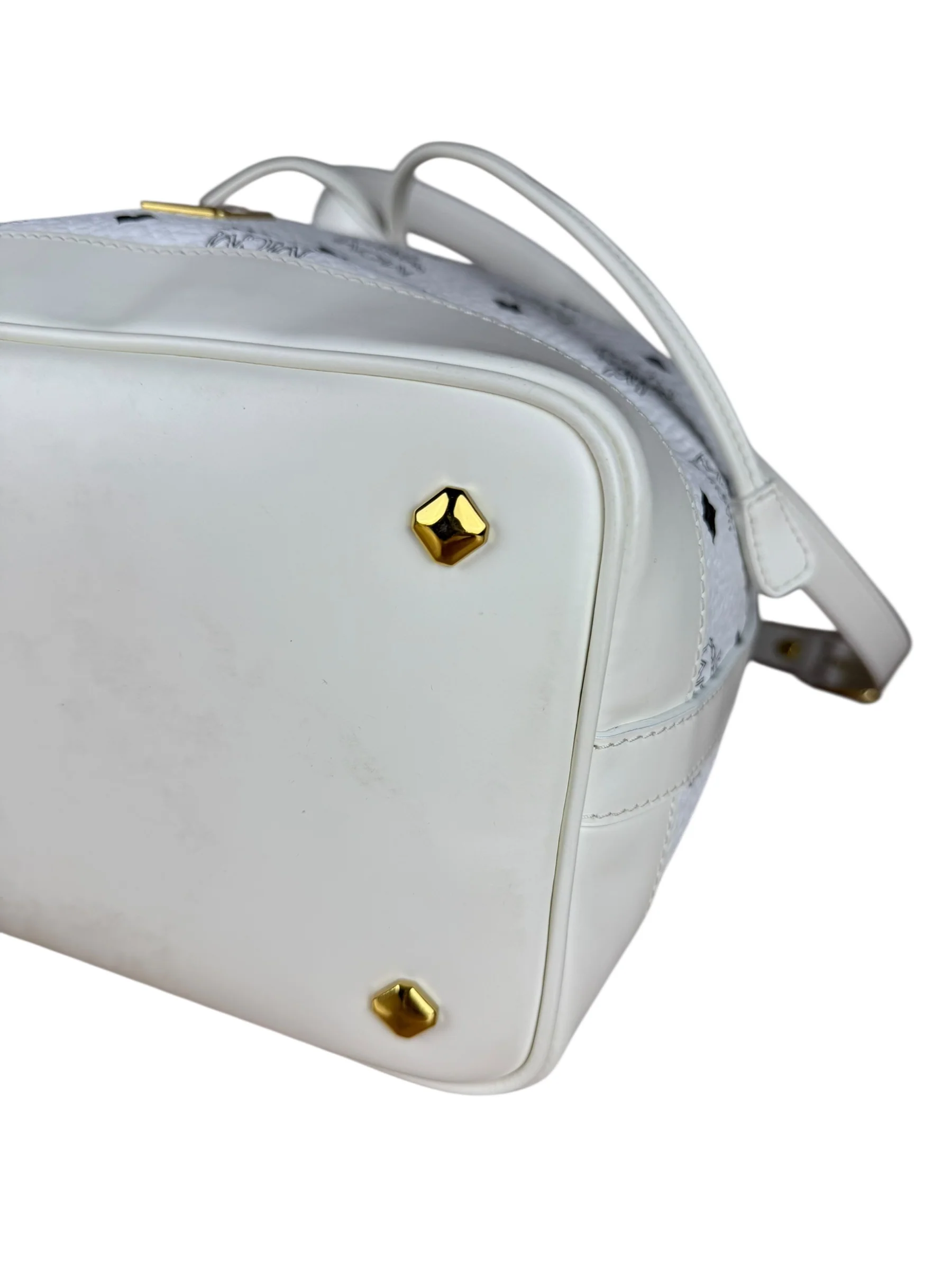 MCM Monogram White Bucket Shoulder Bag - Image 5