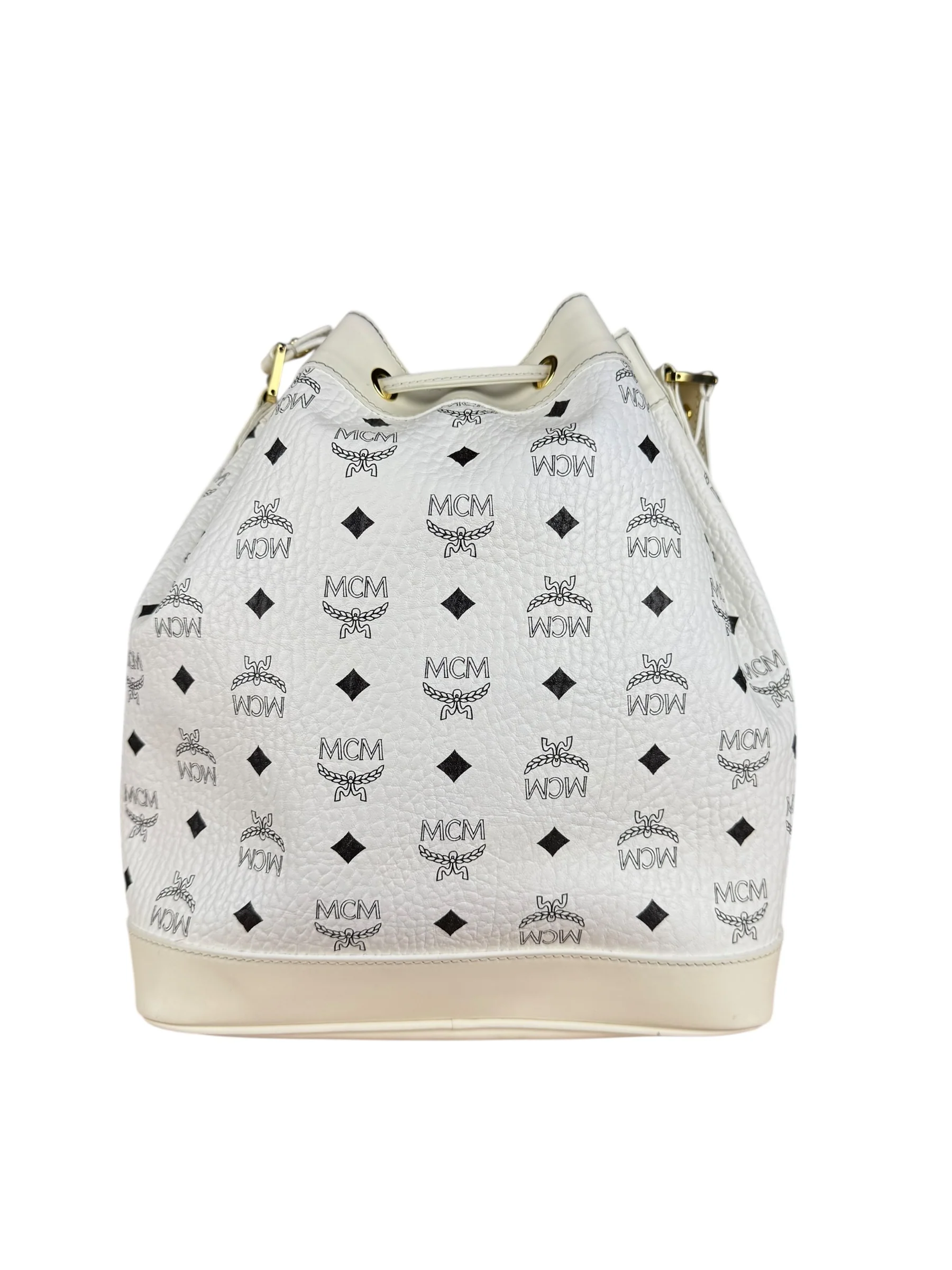 MCM Monogram White Bucket Shoulder Bag - Image 7