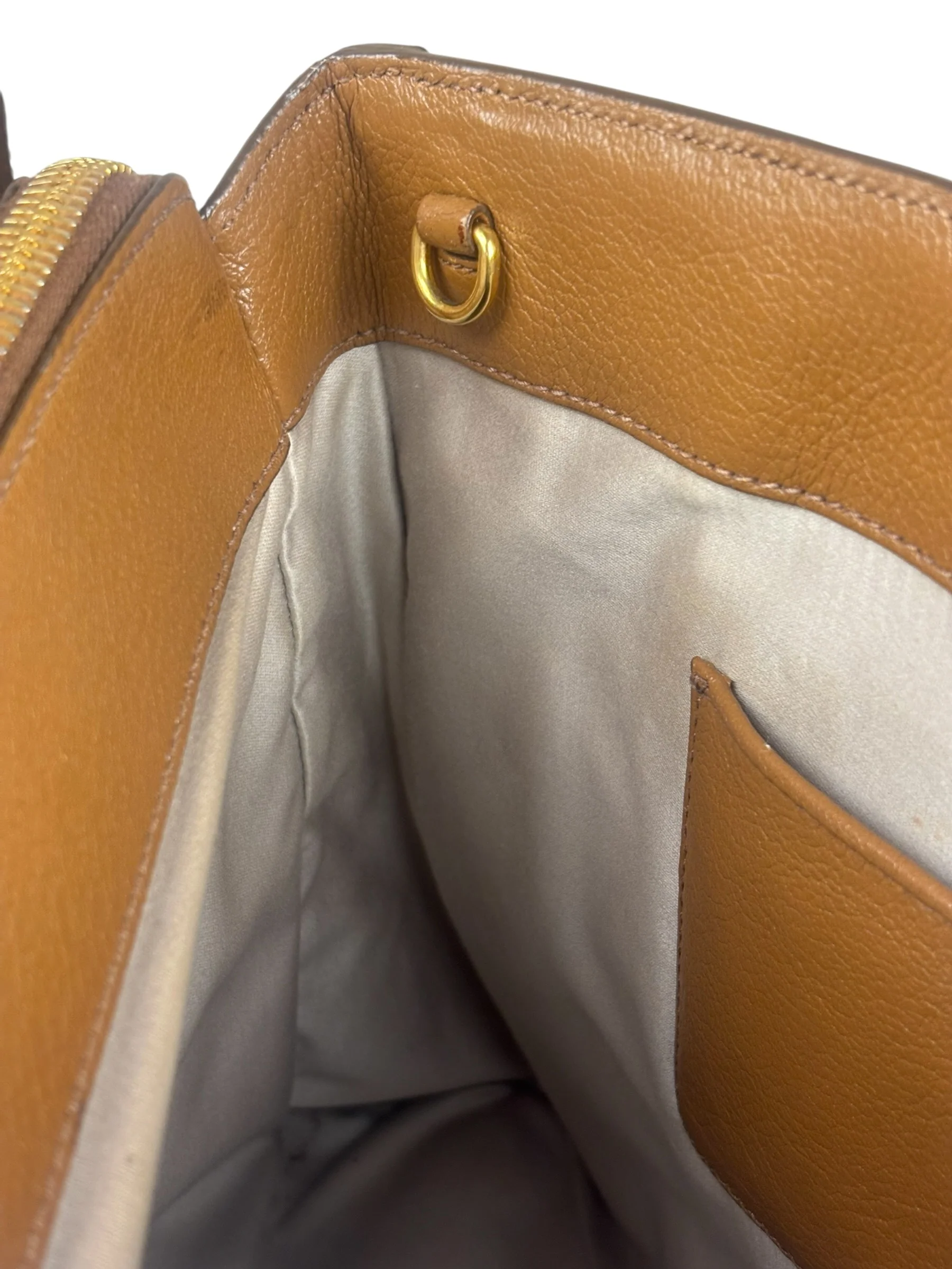 Miu Miu Beige/Brown Bicolor Leather Madras Handbag - Image 13