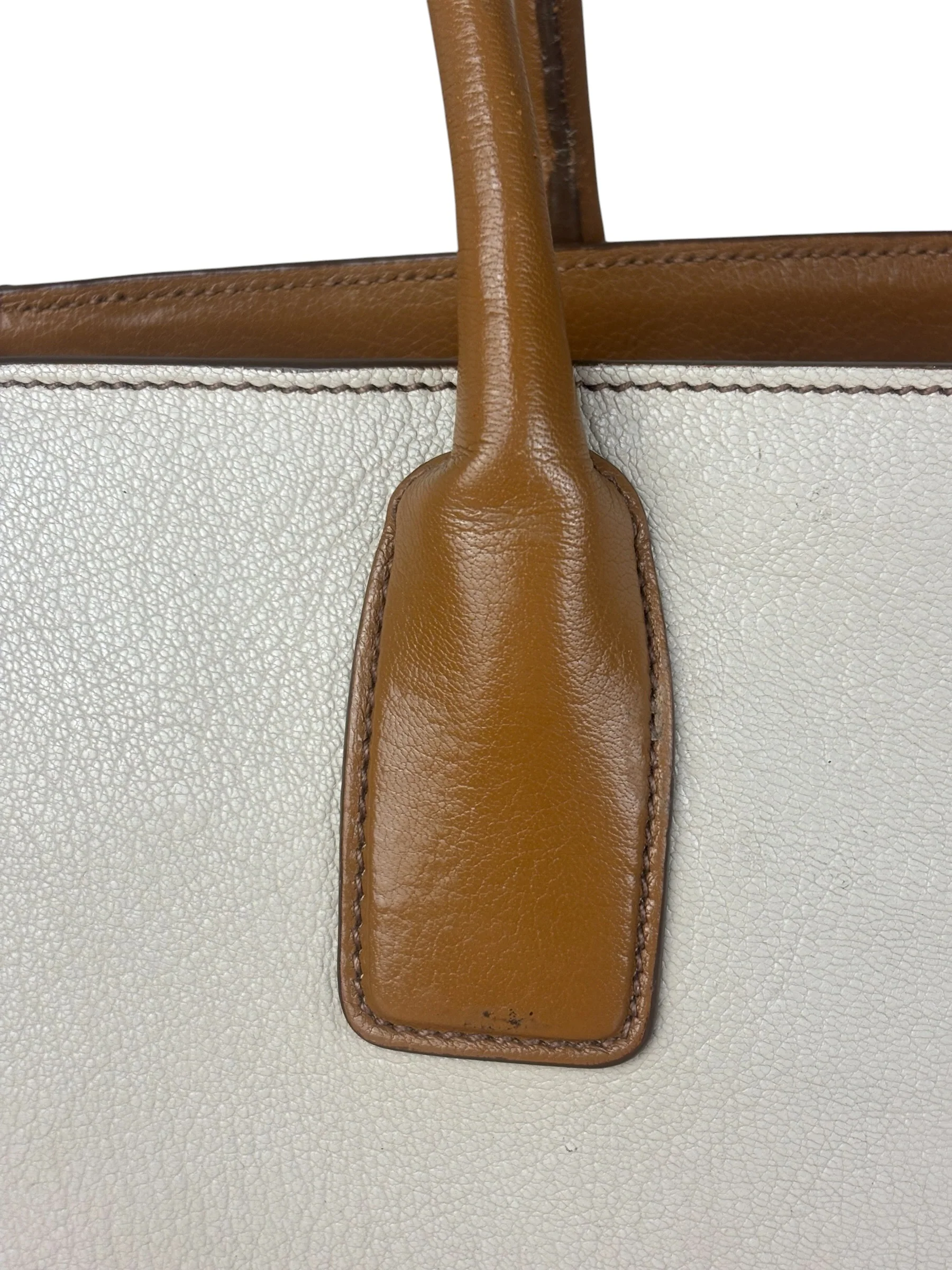 Miu Miu Beige/Brown Bicolor Leather Madras Handbag - Image 18