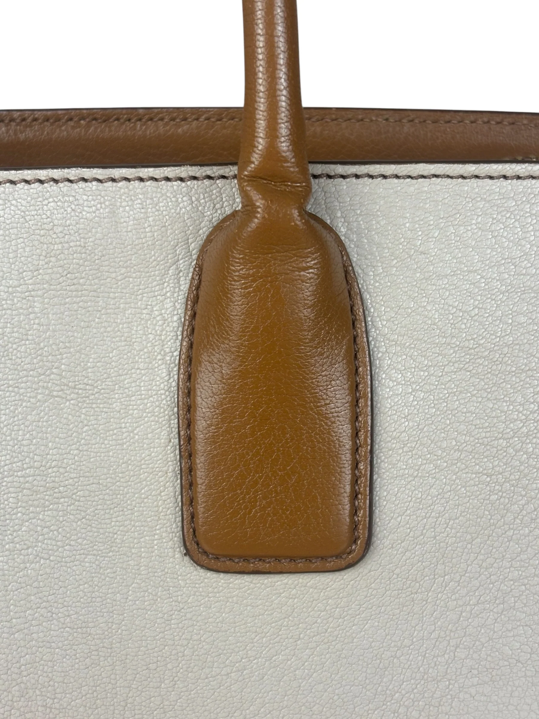 Miu Miu Beige/Brown Bicolor Leather Madras Handbag - Image 19