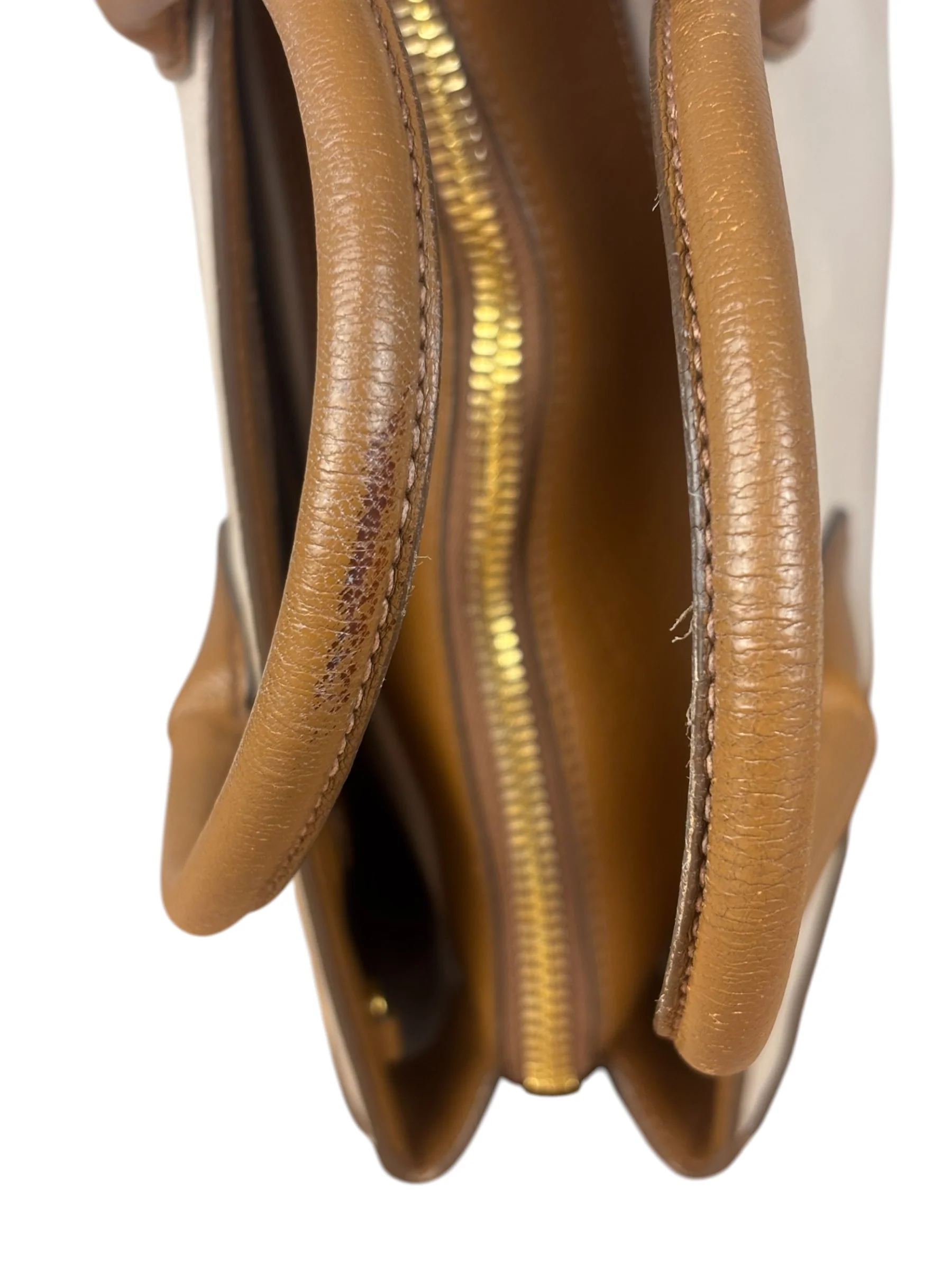 Miu Miu Beige/Brown Bicolor Leather Madras Handbag - Image 24