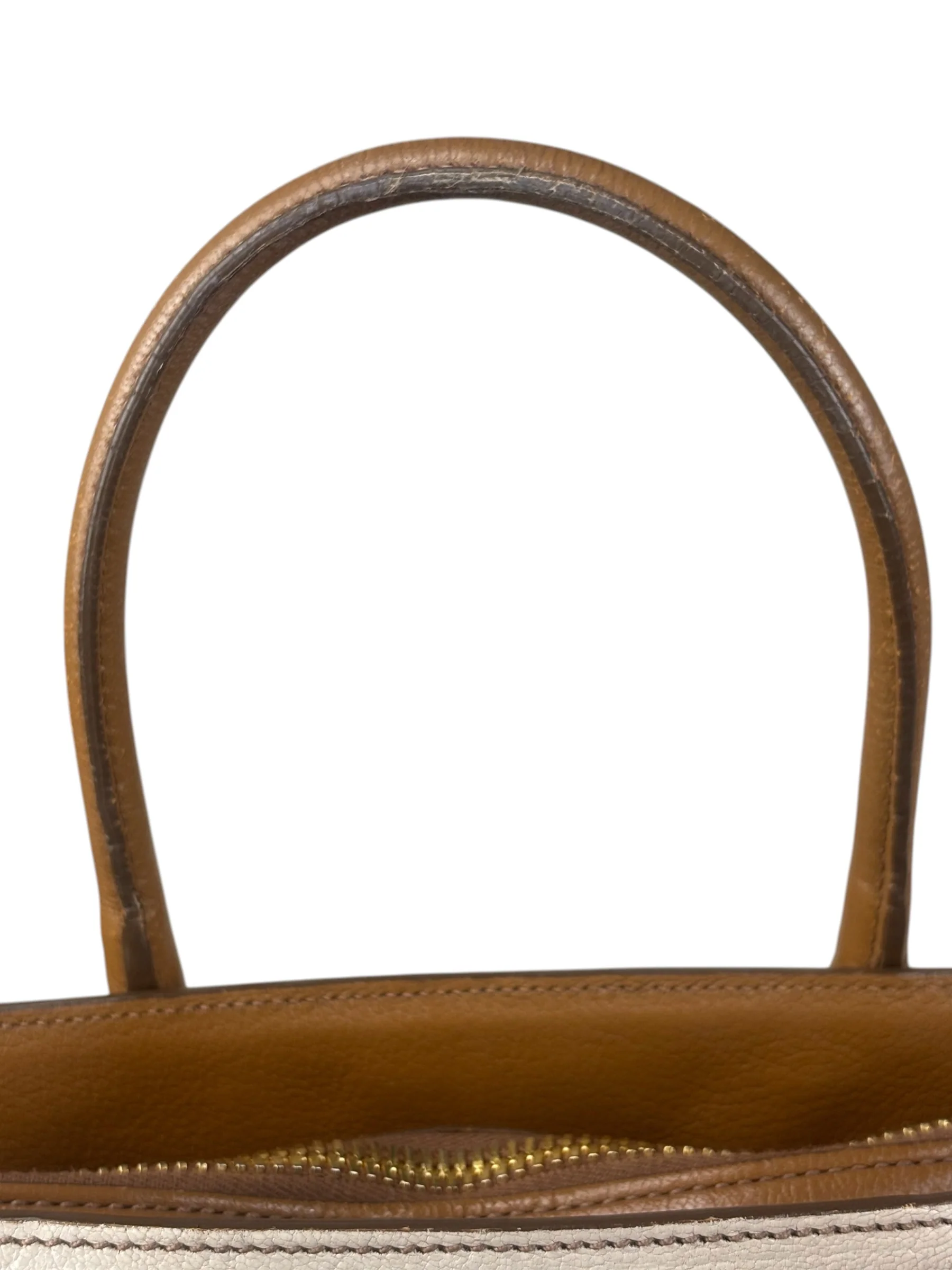 Miu Miu Beige/Brown Bicolor Leather Madras Handbag - Image 25