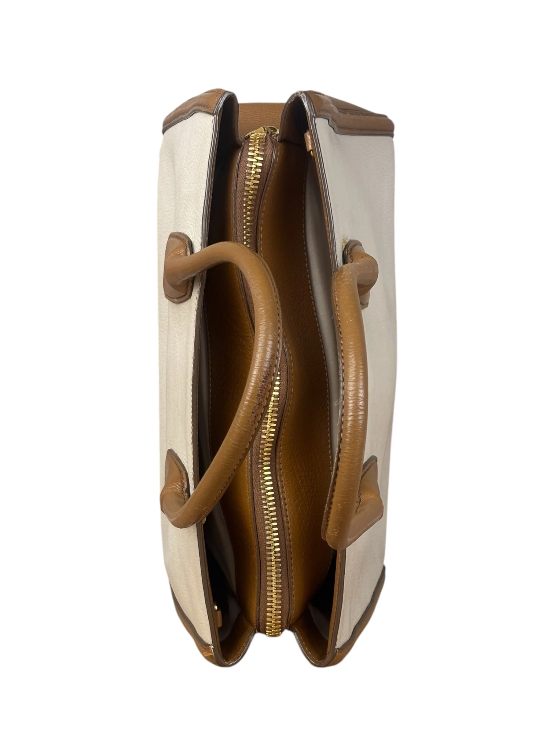 Miu Miu Beige/Brown Bicolor Leather Madras Handbag - Image 6